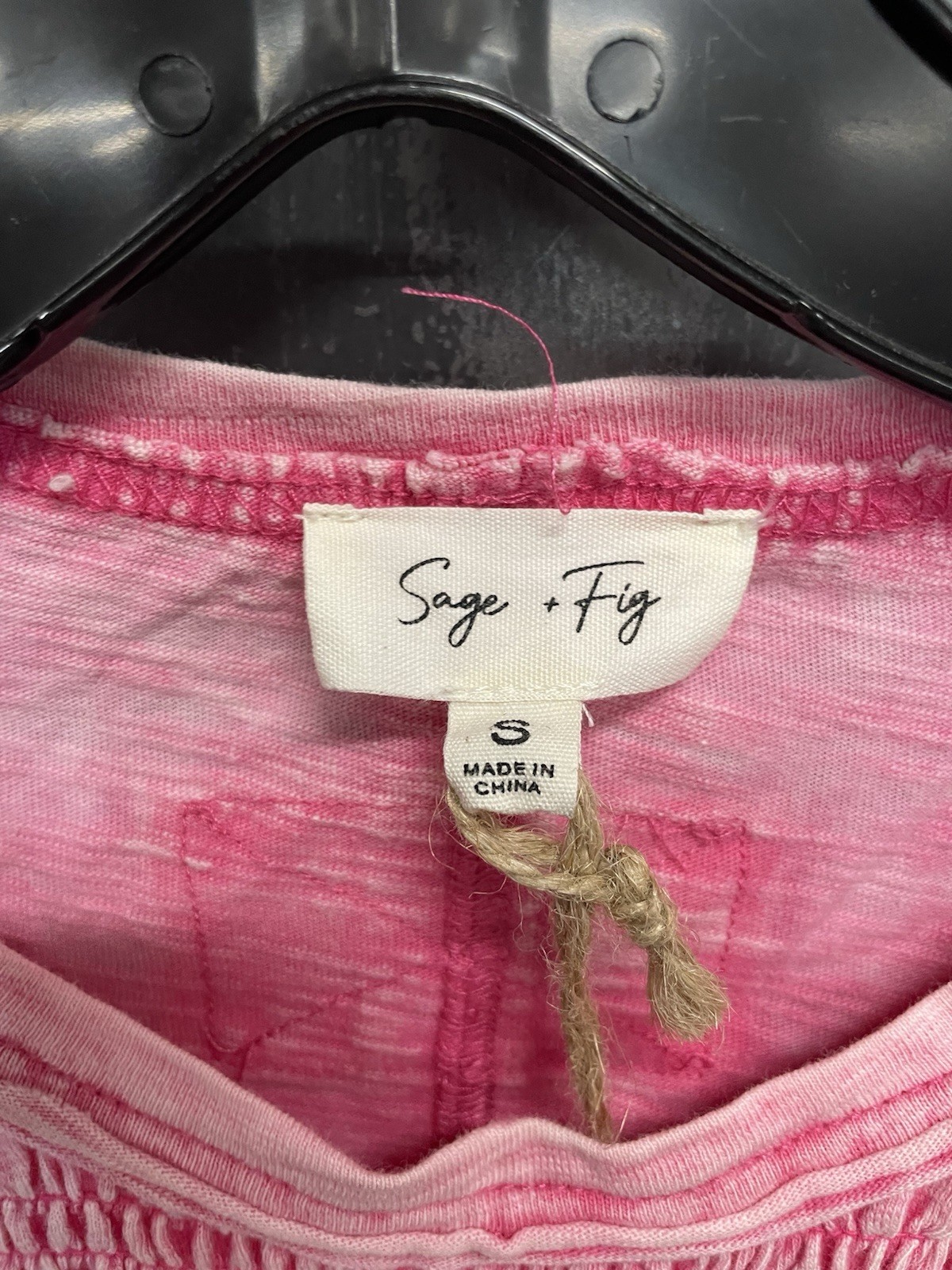 Sage + Fig Textured Pink Long Sleeve Smocked Peplum Top Size Small NWT