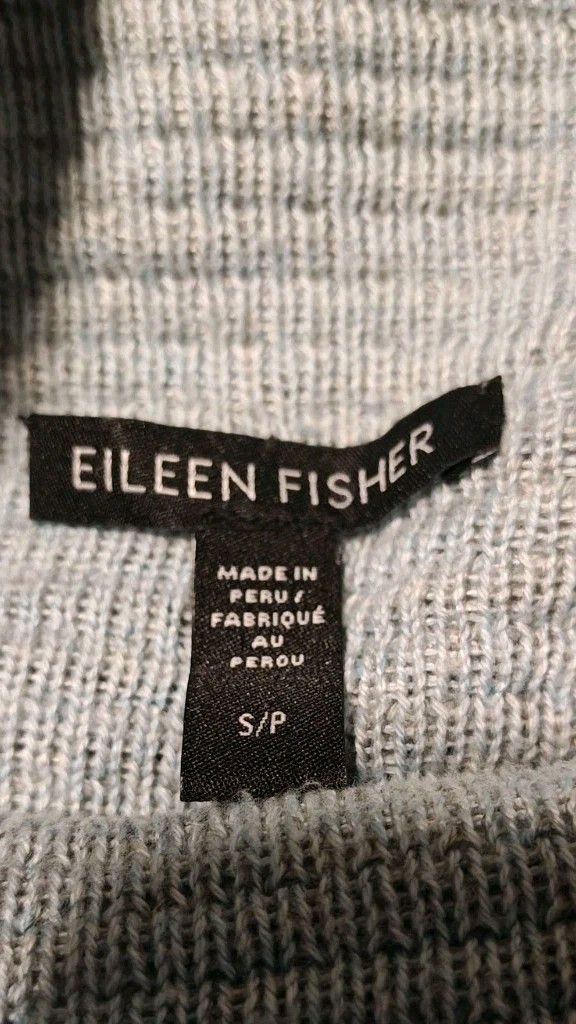 Eileen Fisher Peruvian Organic Cotton Blend Funnel Neck Sweater Sz Small Petite