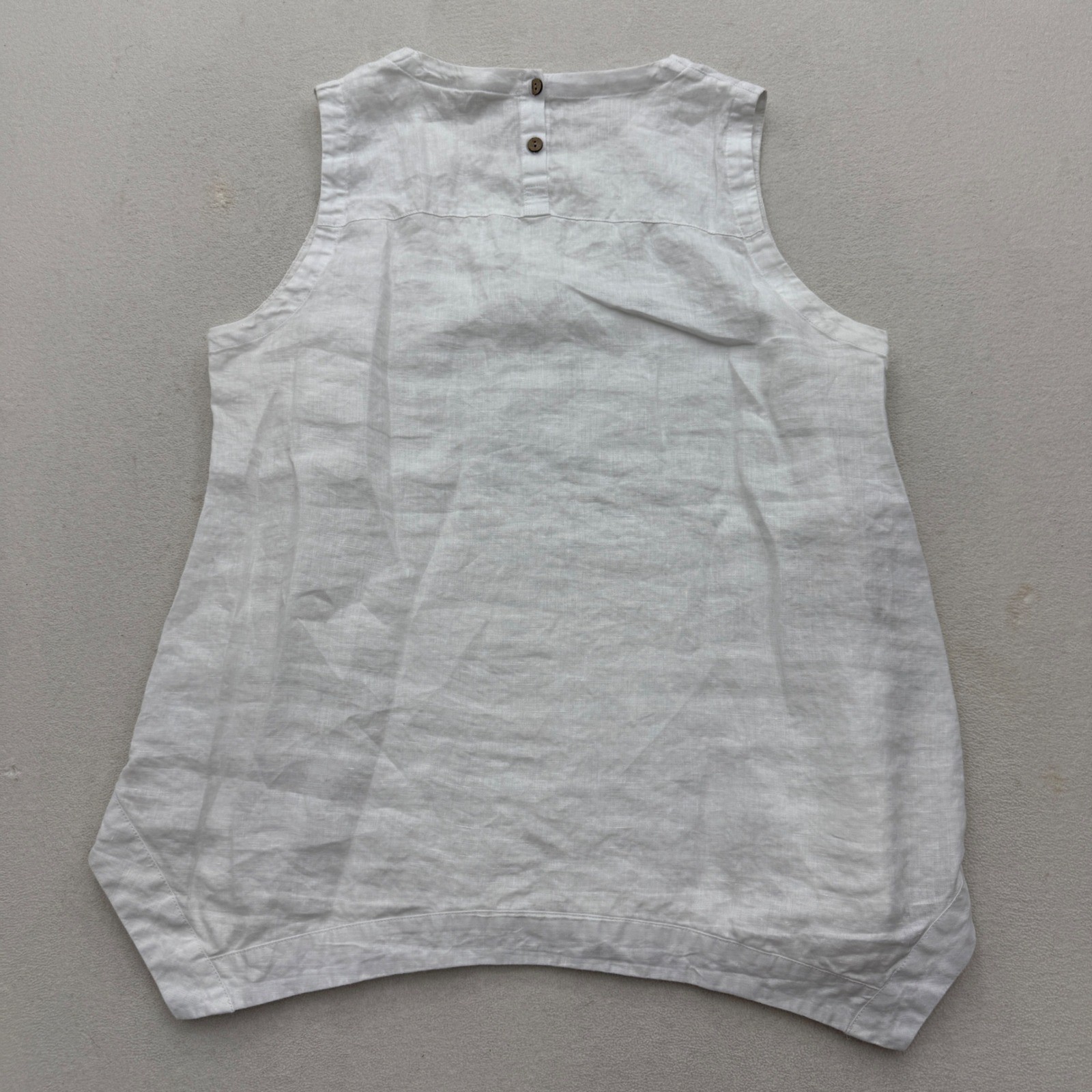 Virtuelle Tank Top Womens 16 White Linen Cotton Eyelet Embroidered Sleeveless