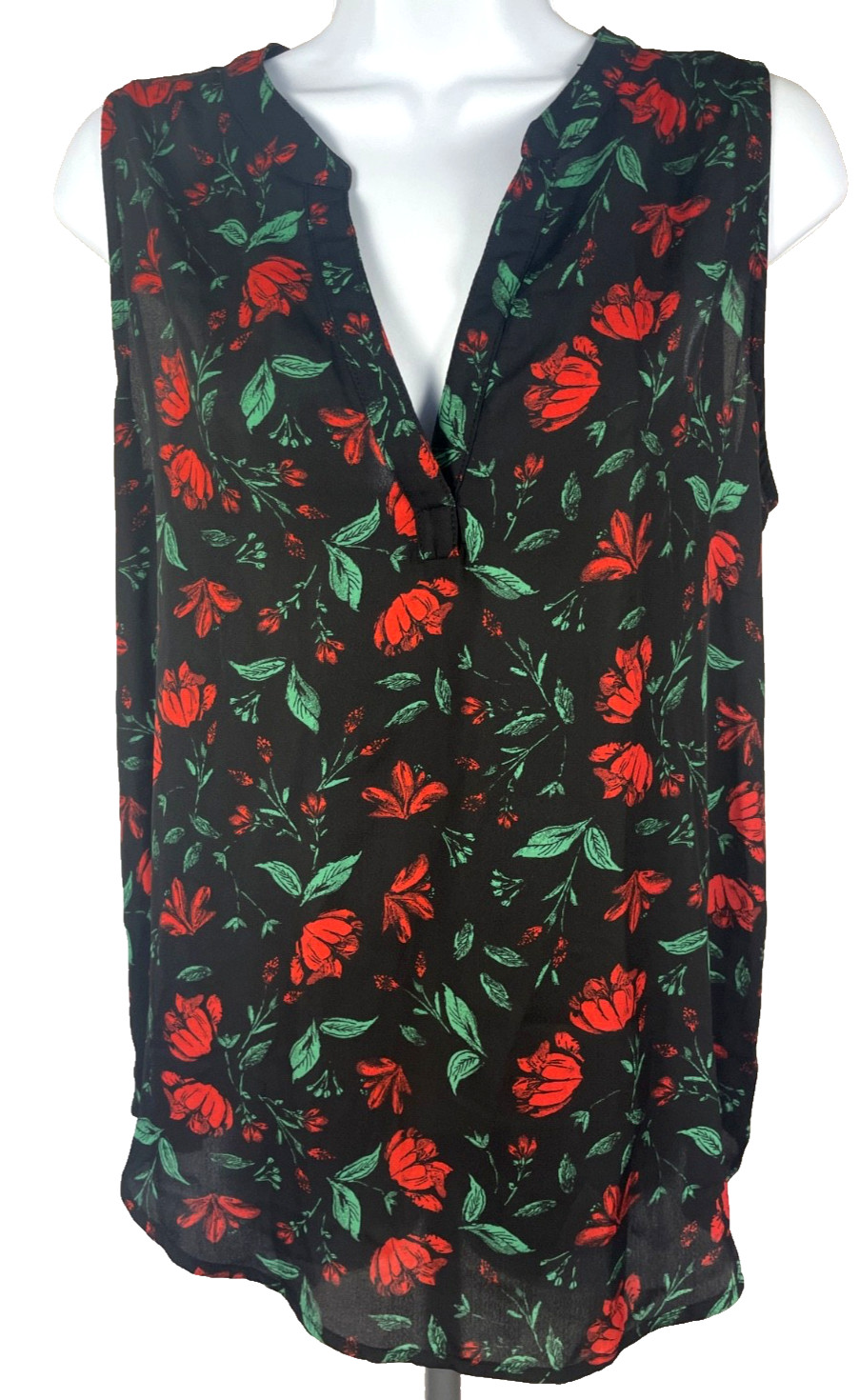 NWT Papermoon Stitch Fix Fayette Mixed Material Top S Red Floral Sleeveless