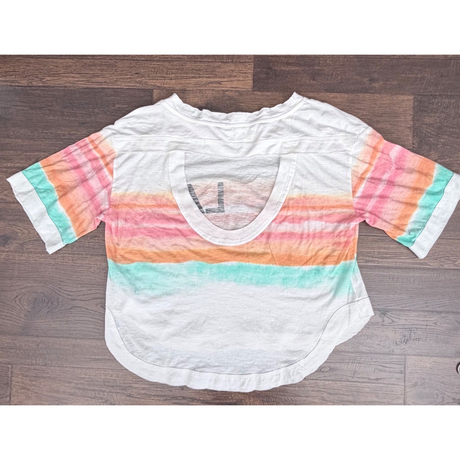 Daily Practice Anthropologie LA Graphic Tee Womens XS White Striped Oversized