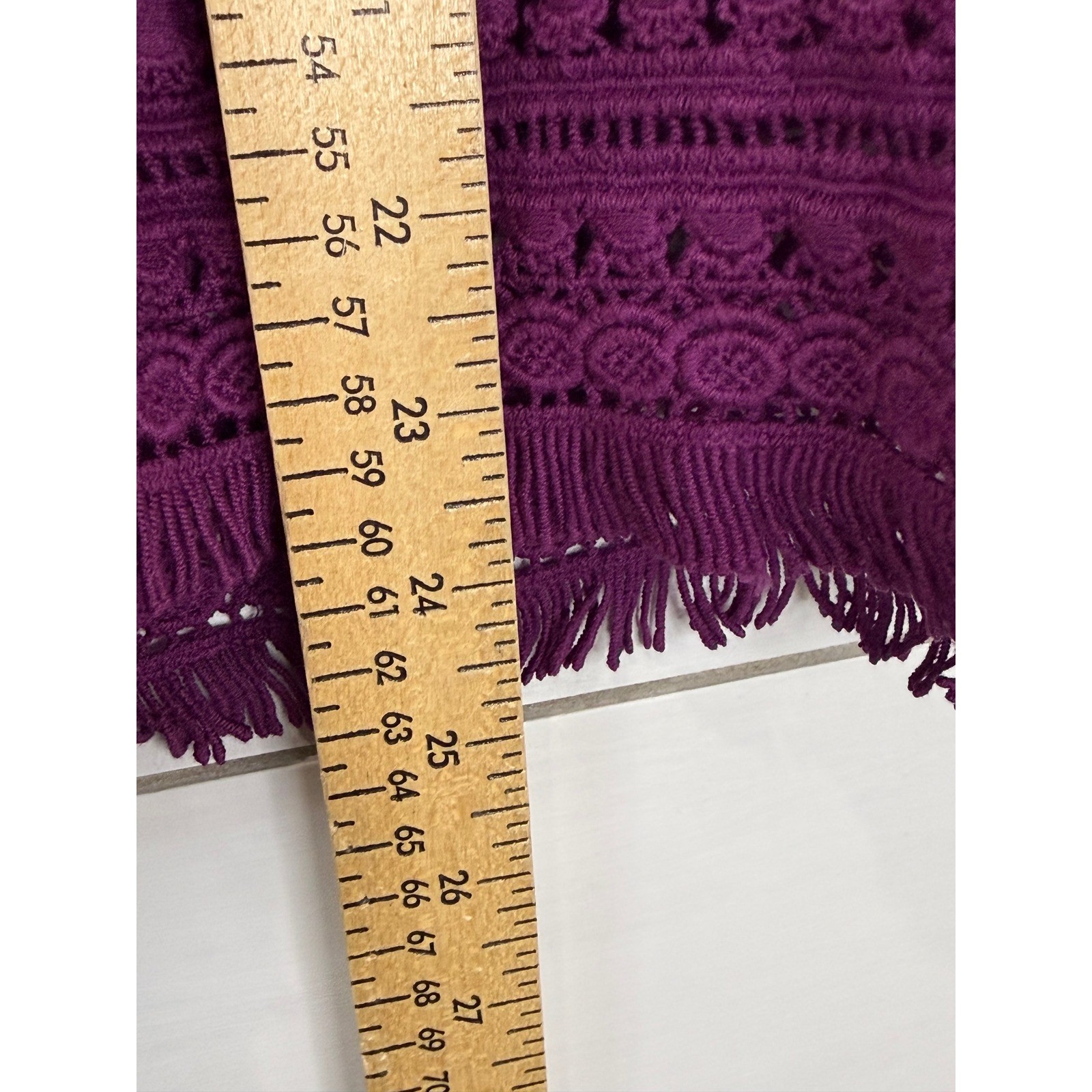 Johnny Was Polyvore Juniper Embroidered Fringe Crochet Boho Blouse Purple S