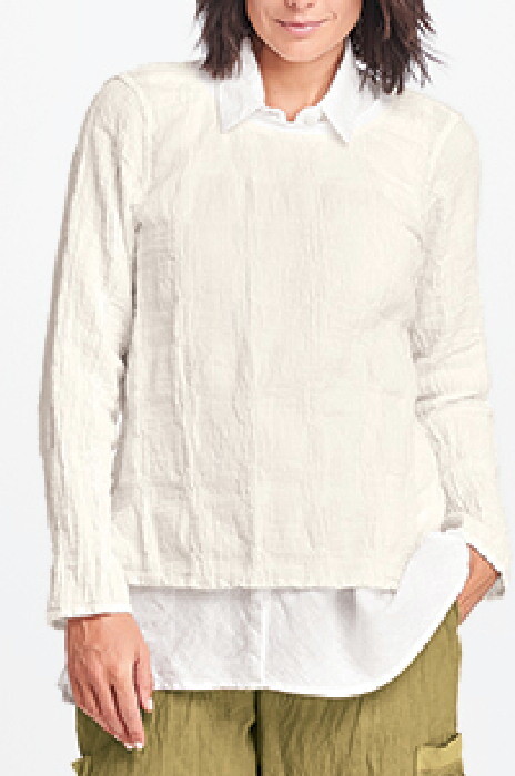 FLAX Designs Urbane Pullover M NWOT COCOA Stretch Dot CLEARANCE