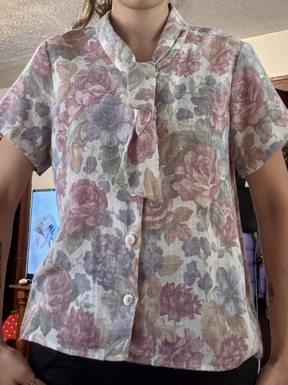Season Ticket Floral Cottage Core Size S Shirt Button Up Short Sleeve