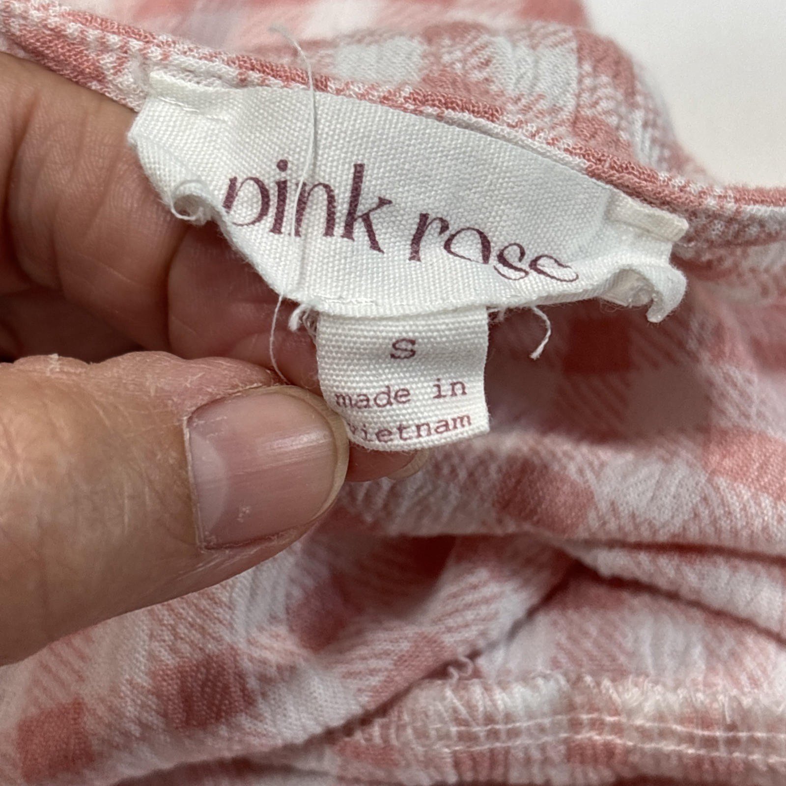 Pink Rose Gingham Puff Sleeve Crop Top Babydoll Small Cottagecore Prairie