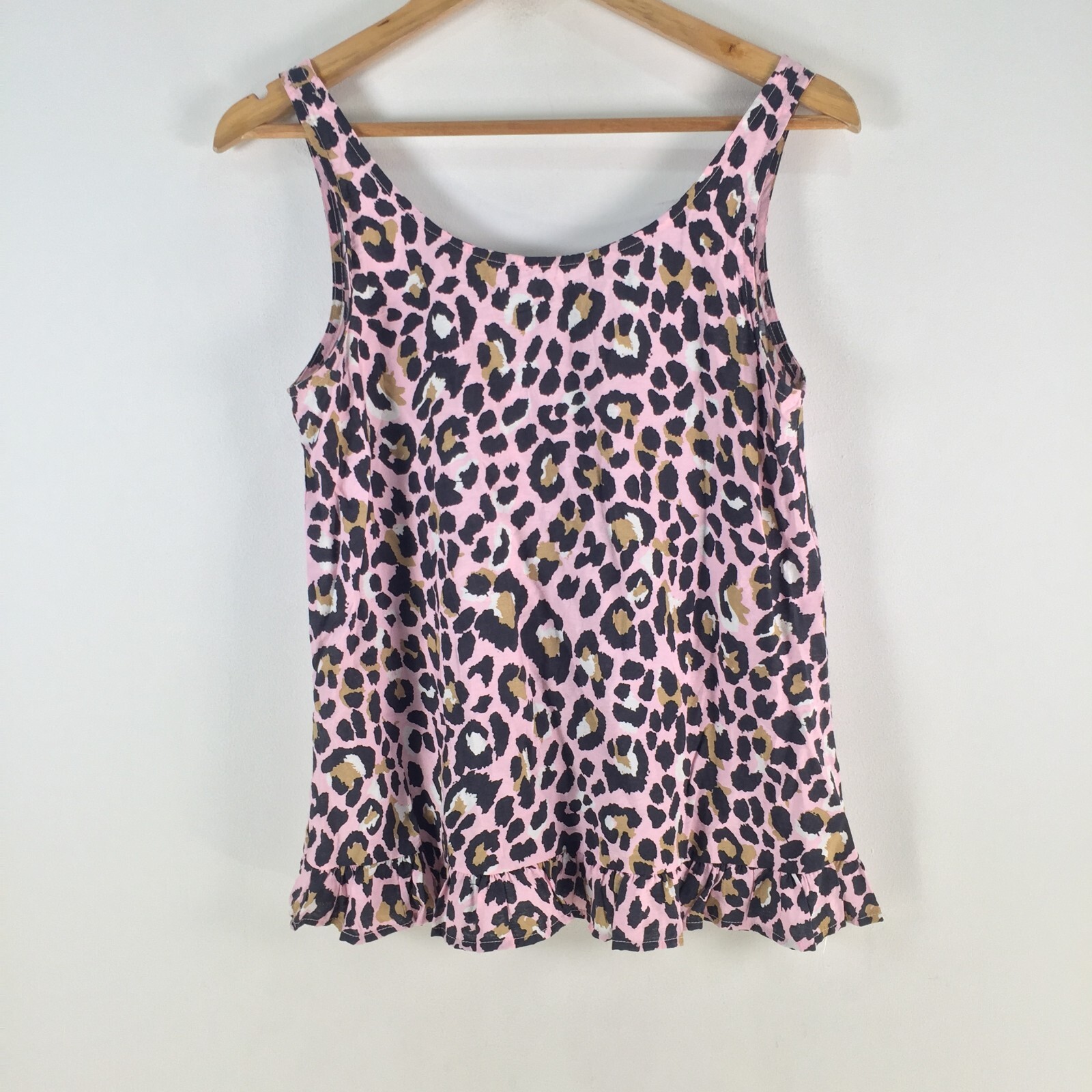 Caroline Morgan cami tank top womens 8 pink leopard sleeveless viscose 104304