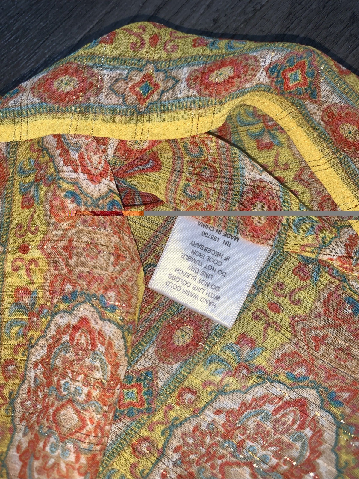 Rose + Olive Sheer Blouse Boho Hippie Size Large Breathable