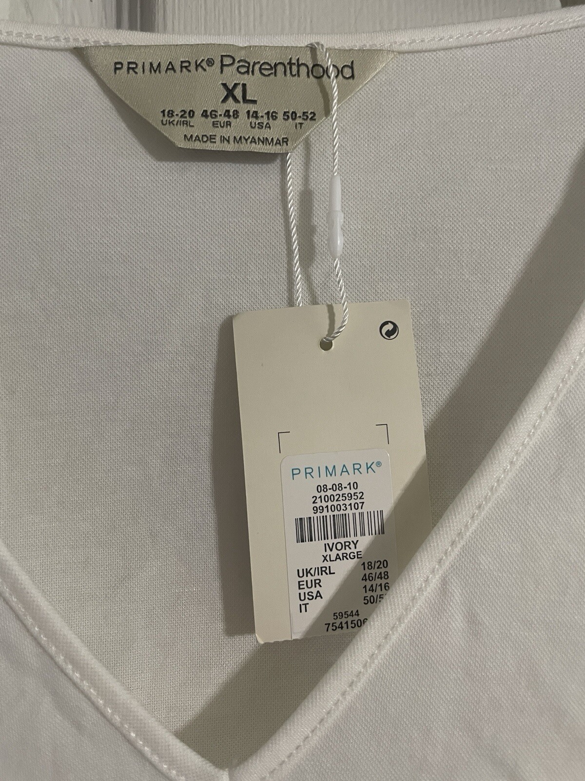 Womens Size XL Primark Parenthood Maternity Shirt Ivory NWT