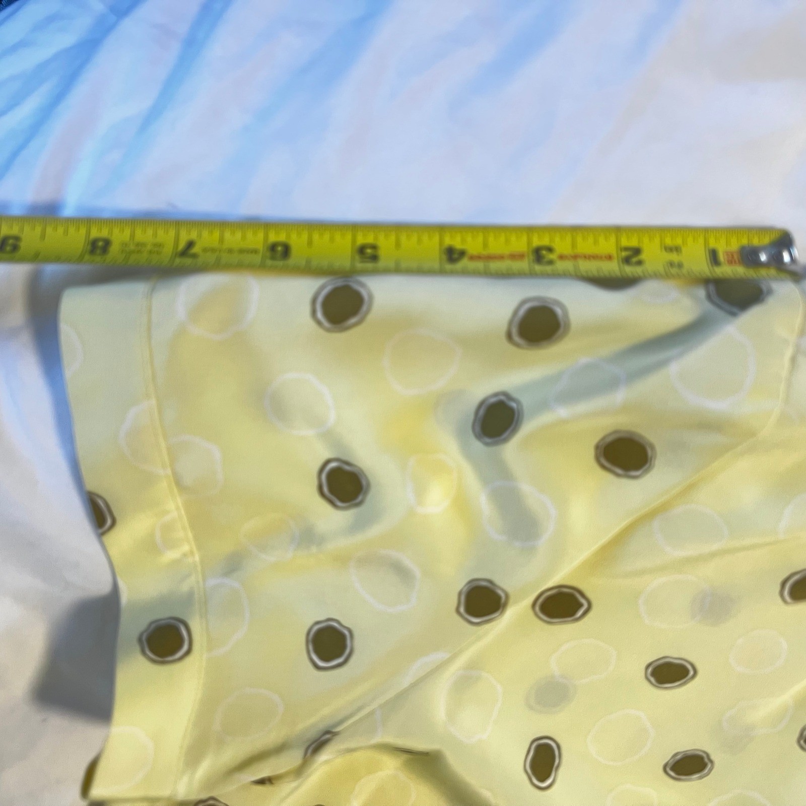 Due Per Due Silk Short Sleeve Polka Dot Blouse Yellow Brown Size 12 professional