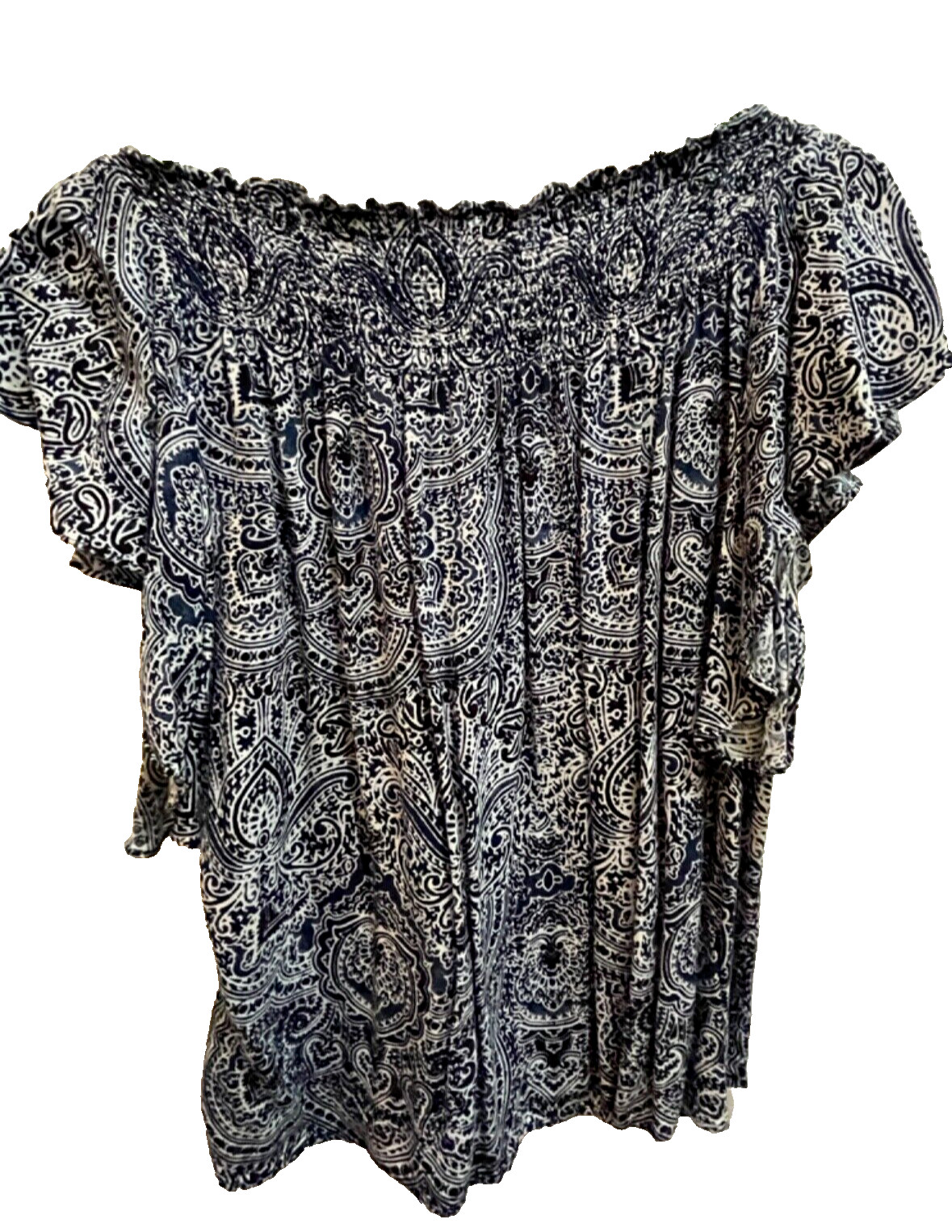 ANTHROpologie Ella Moss pattern shoulder blouse top women size Medium 8-10