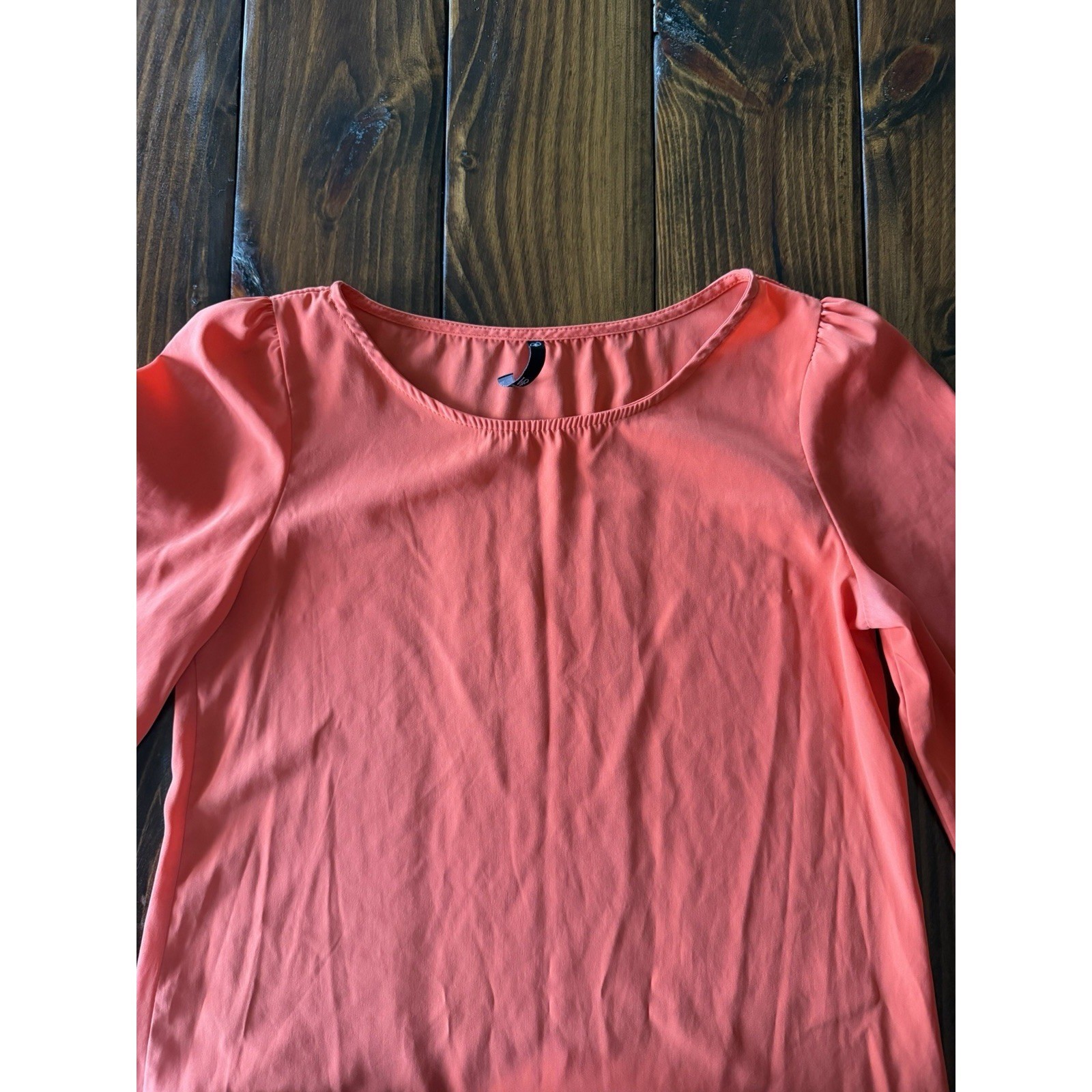 Love Culture Puff Sleeve Boat Neck Blouse Flowy Sz M tunic coastal grandma