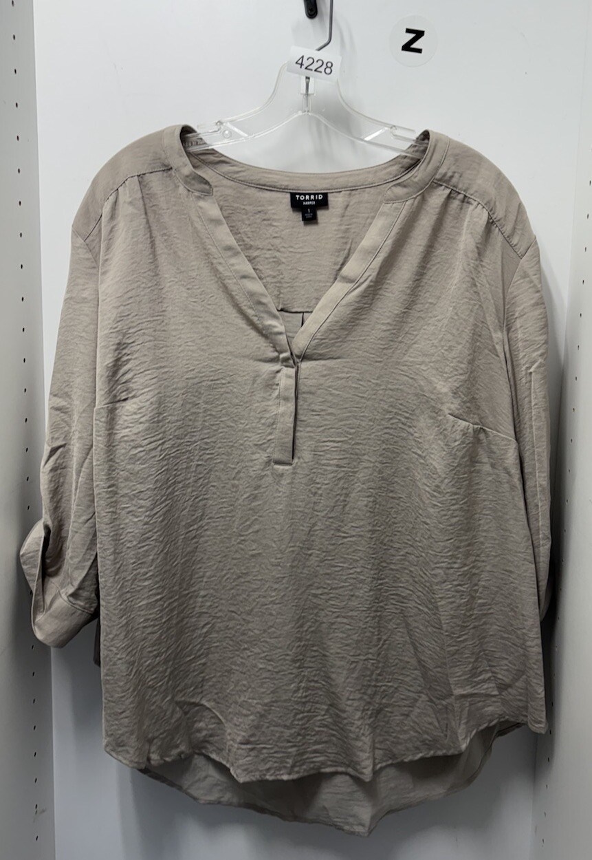 Torrid Light Brown V Neck Blouse Size 1