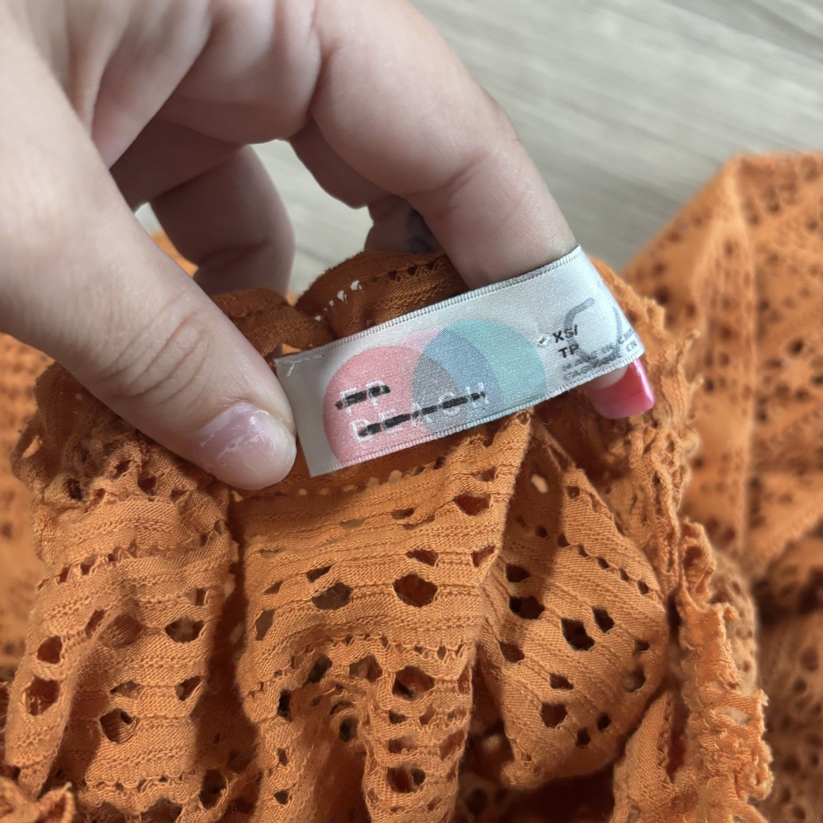 FB Beach Orange Eyelet Ruffle Tank Top Size XS | Boho Sleeveless Blouse