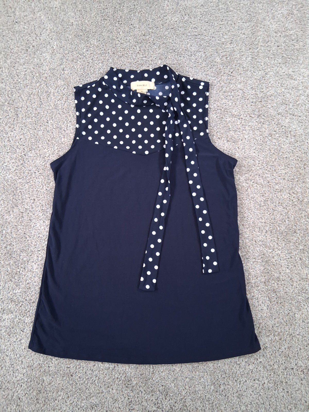 Diana Belle Small Womens Sleeveless Shirt Blue Polyester Blend