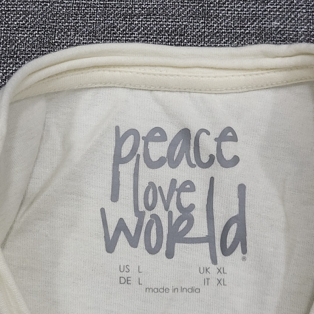 Peace Love World Women’s Ivory Long Sleeves 100% Cotton Top Size Large