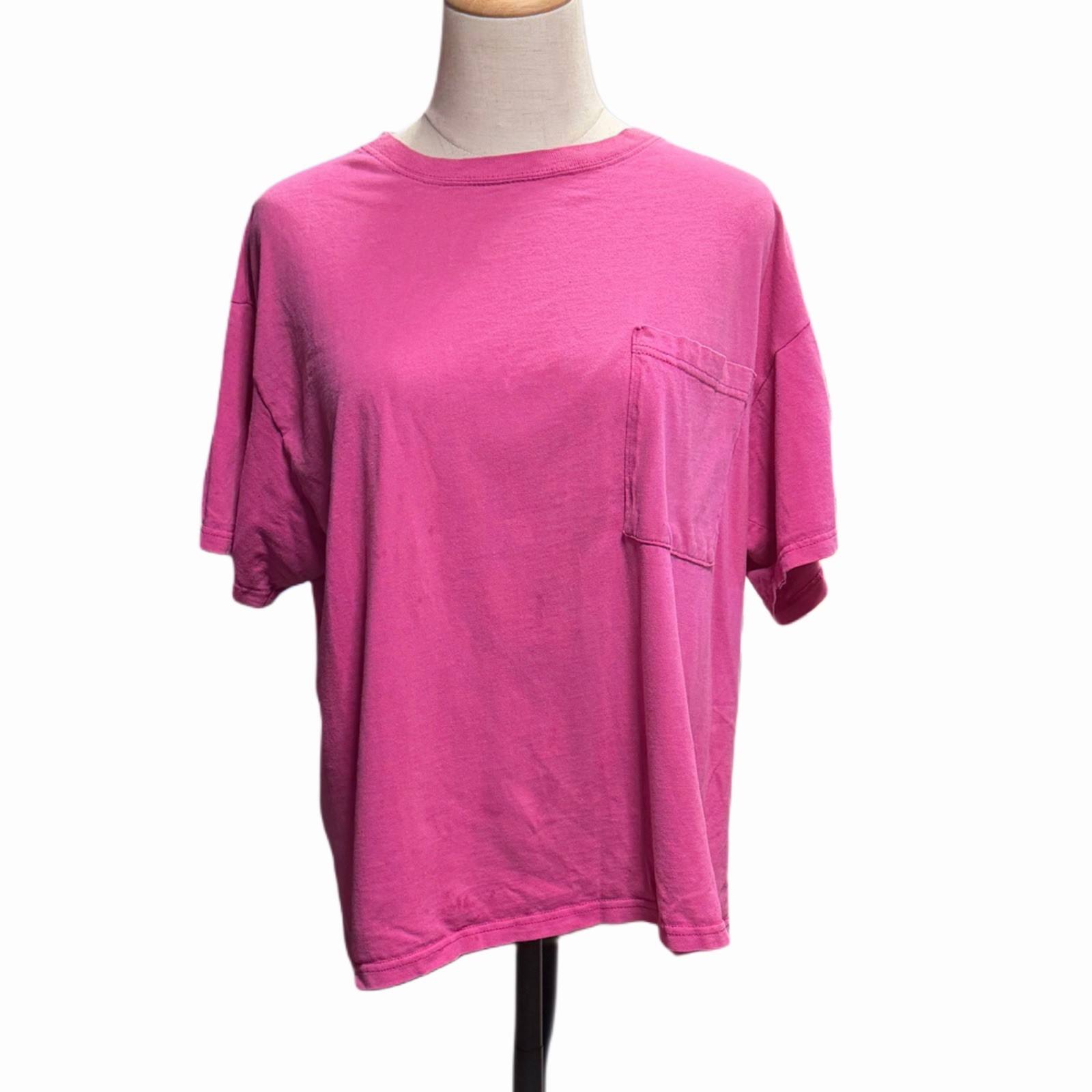 Vintage Mervyn’s T-Shirt 100% Cotton Hot Pink Women’s L FLAW