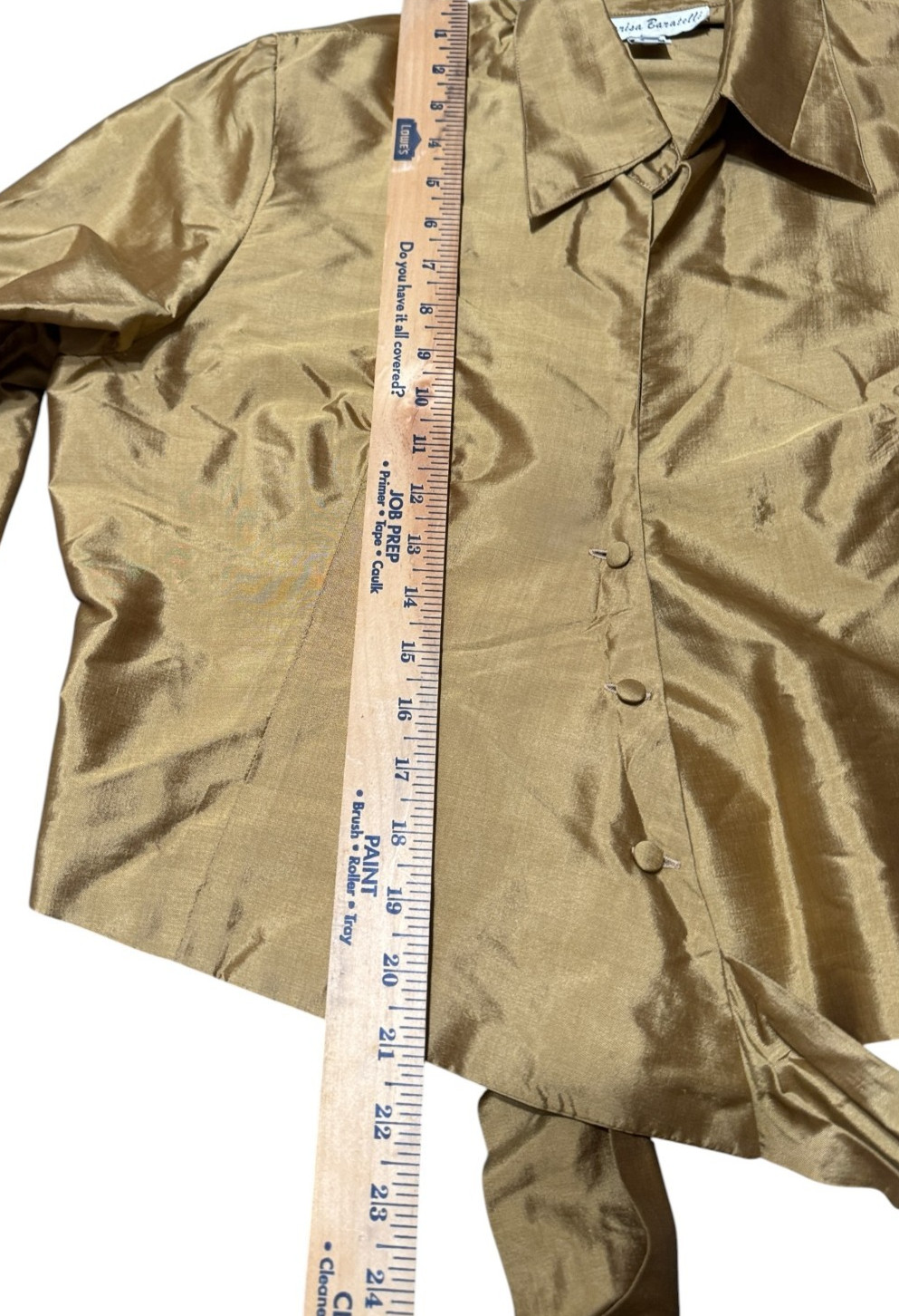 Marisa Baratelli Sz L Thai Silk Blouse/Jacket 3/4 Sleeve Wrap Sash