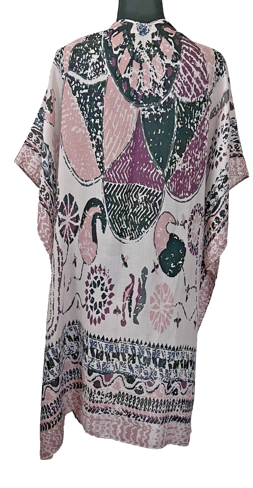Women’s One Size Abstract Bohemian Print Cover Up Kimono