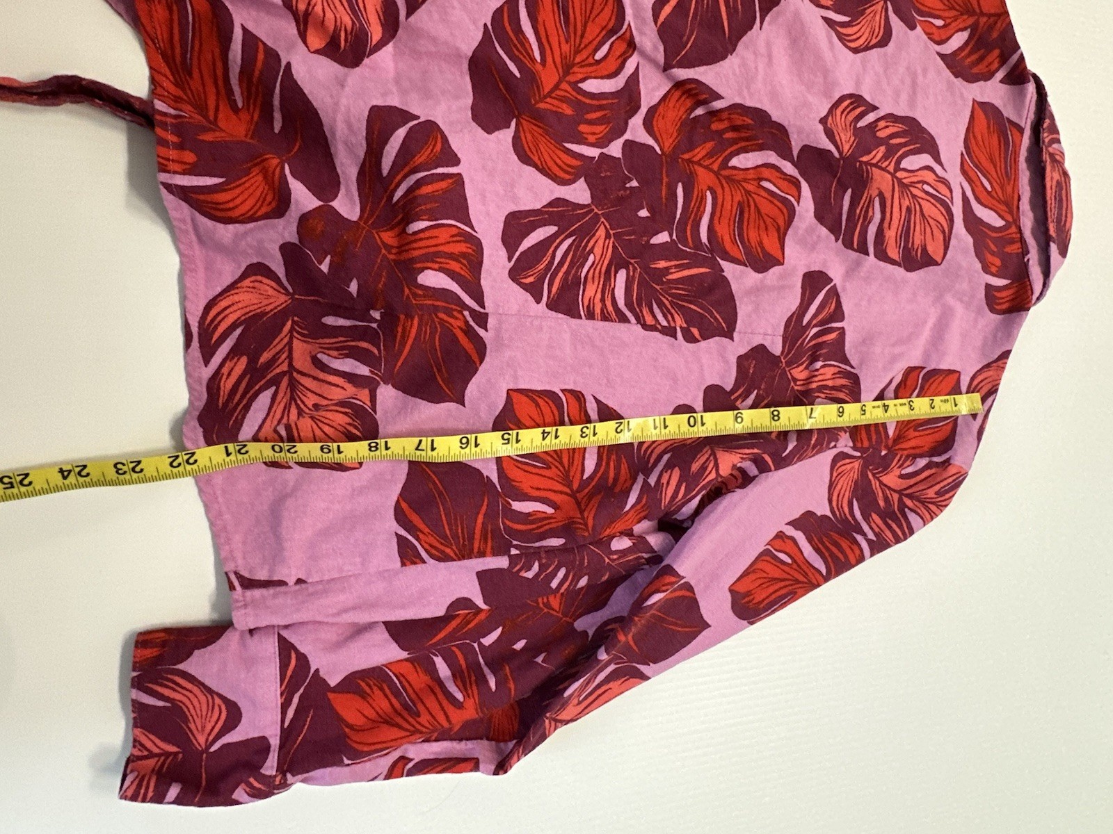 Tropical Pink Sofia Vergara Button Up Long Sleeve Linen Blouse Women Sz XL