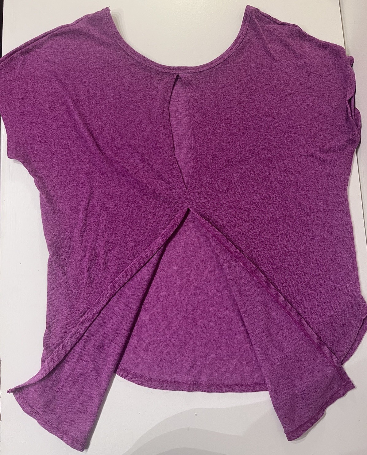 Lane Bryant Purple 2 Back Slit Lightweight Short Sleeve Top Womans Size 14/16