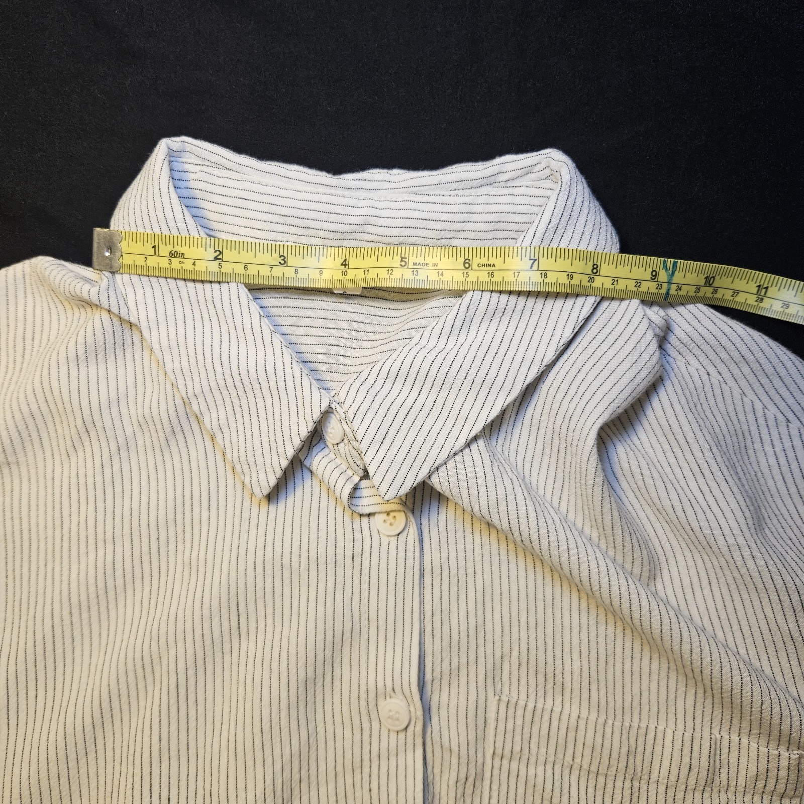 Etophe Studios Women’s LS Button Up Top Cream Stripe Draw String Waist Size S