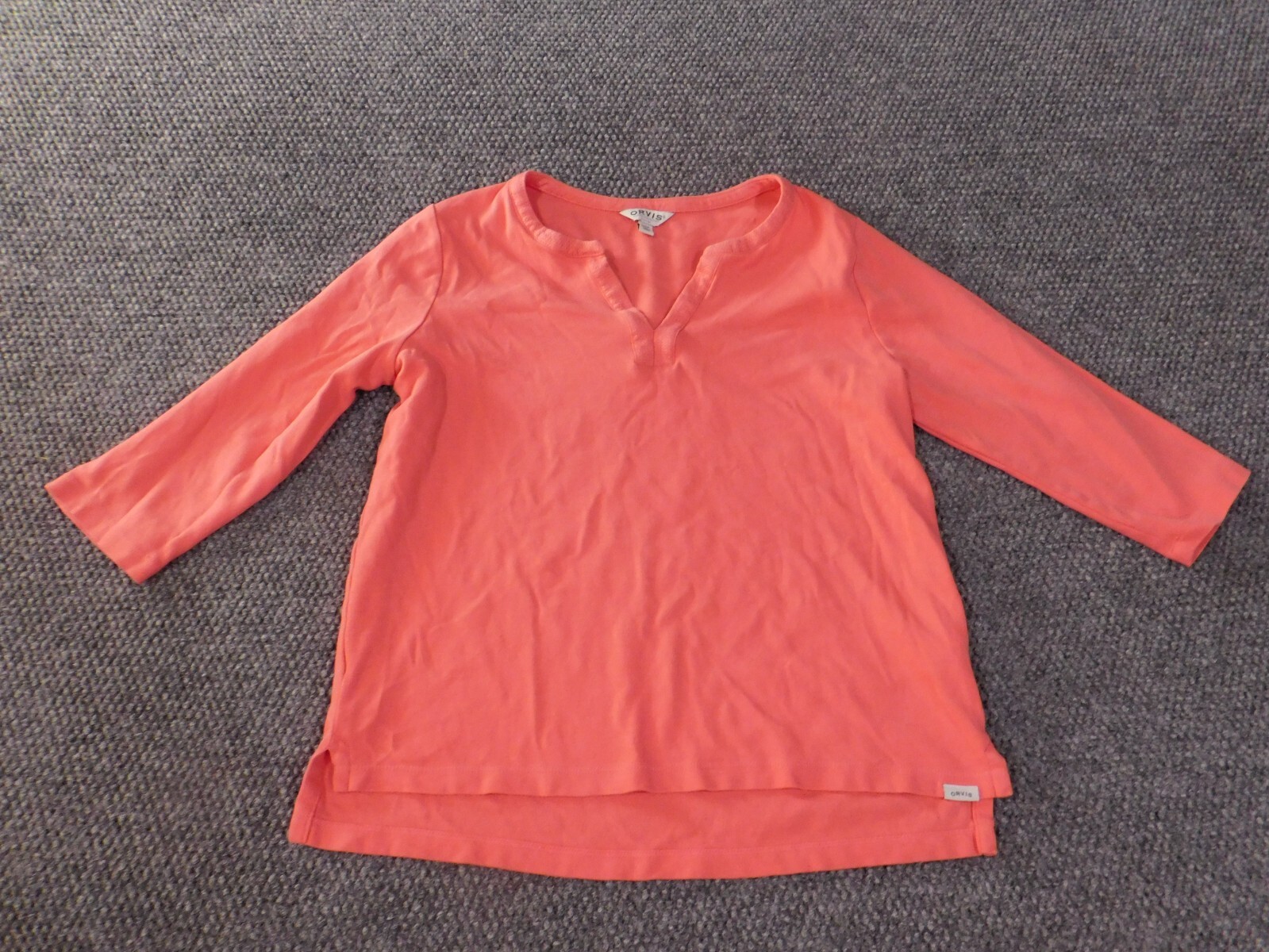 Orvis Top Womens Small pink pullover v-neck stretch pima cotton casual