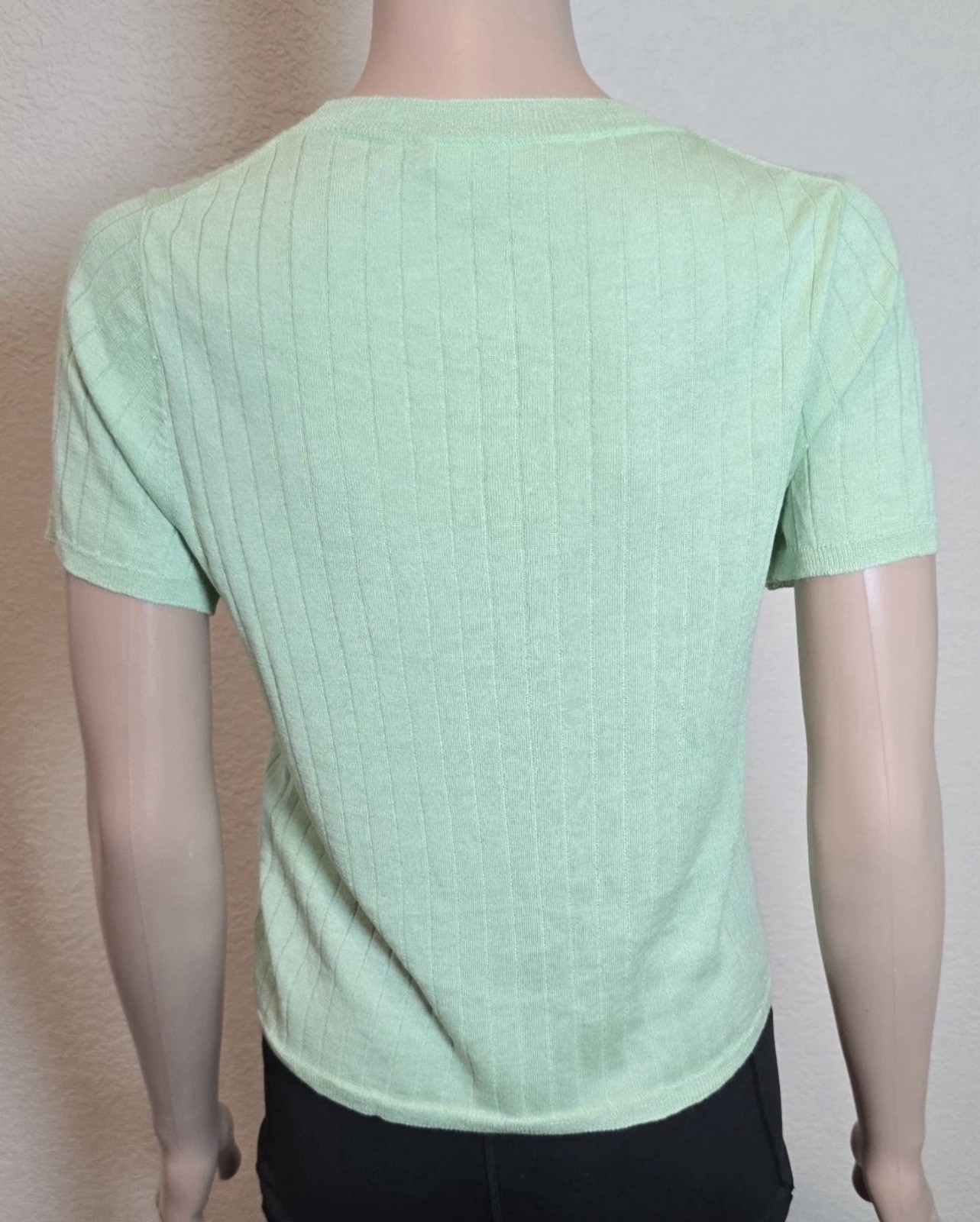 J Crew Women Cashmere Silk Cropped T Shirt Size Medium Green Lightweight Luxe