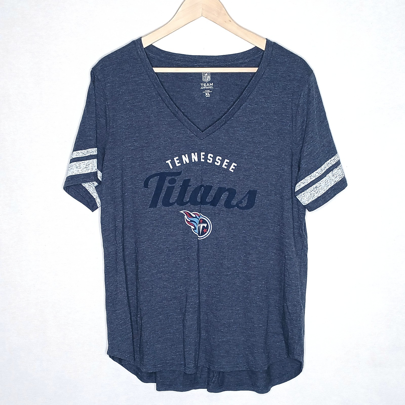 Tennessee Titans Official NFL womens v-neck top XL graphic print navy heather