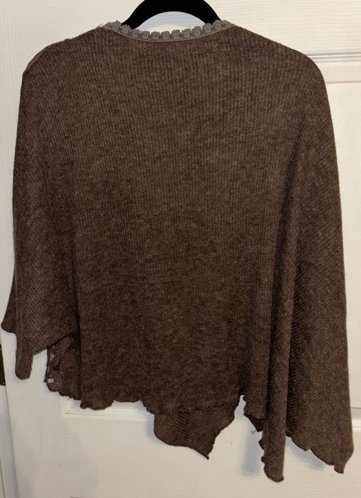 Pretty Angel Oversized S Brown One Sleeve Asymmetric Lace Button Fairycore Top