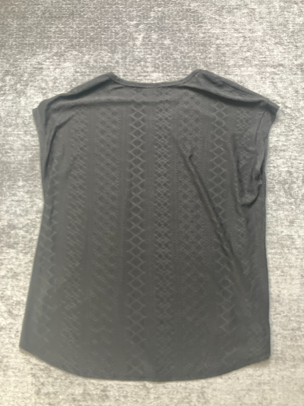 Xieerduo Blouse Top Women XL Black Geometric Eyelet Round Neck Casual Cap Sleeve