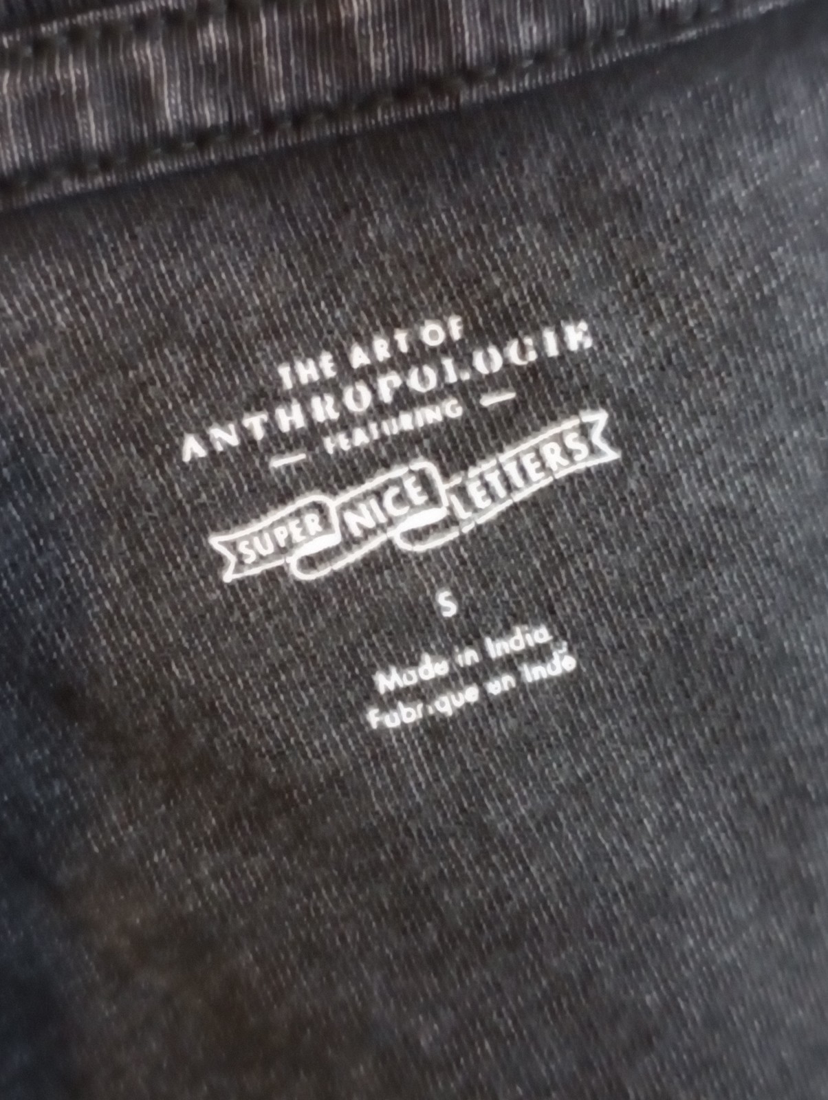 Anthropologie “Go Vote” Tee w/ inside out side stitch charcoal black Size Small
