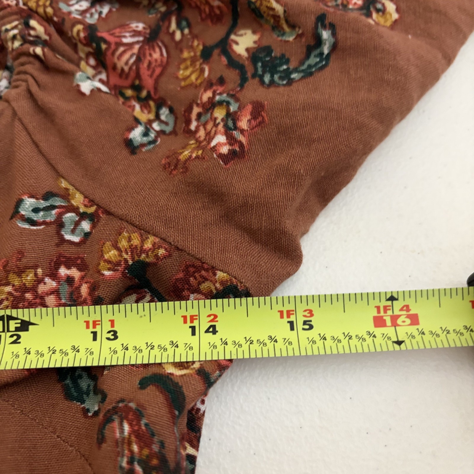 O’Neill Blouse Women’s XS Brown Cropped Smocked Short Sleeve Ruffle Boho