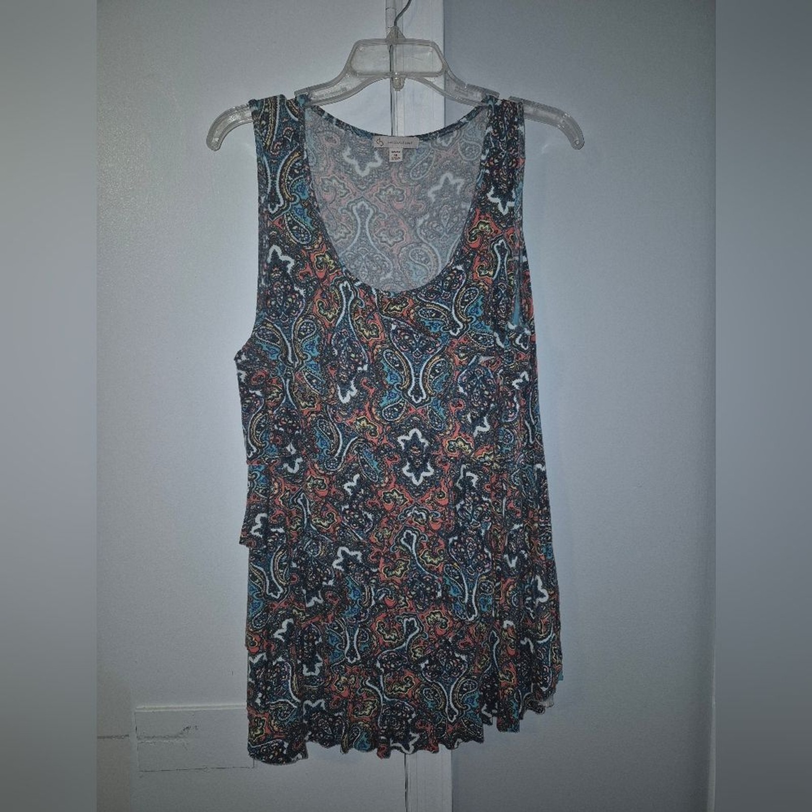 DressBarn 1XL Paisley Sleeveless Tiered Top