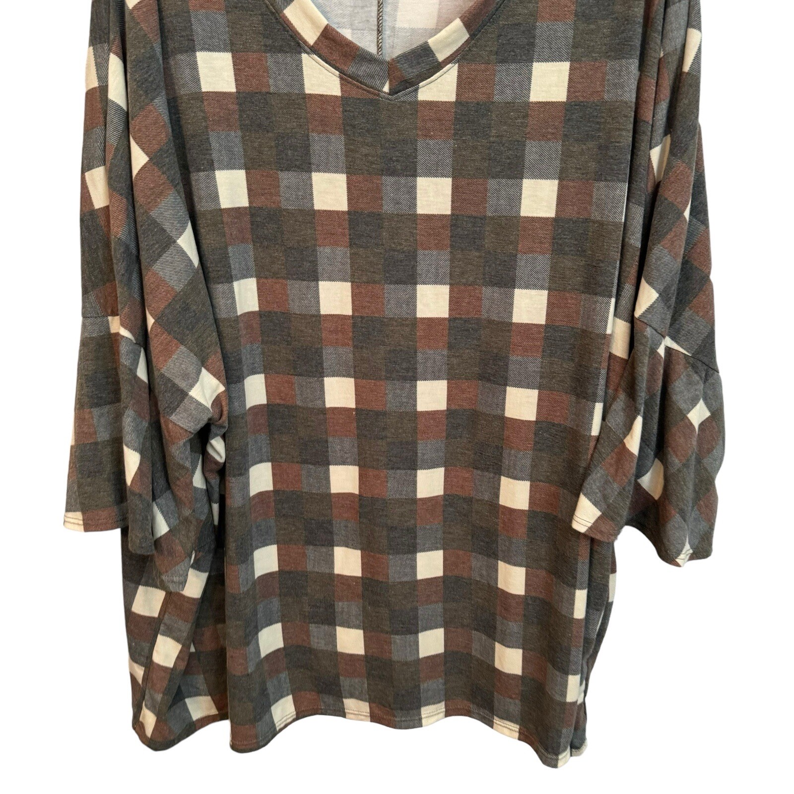 Crepas Blouse Size 2X/3X Gray Multi Sleeves 3/4 Women Top Blouse