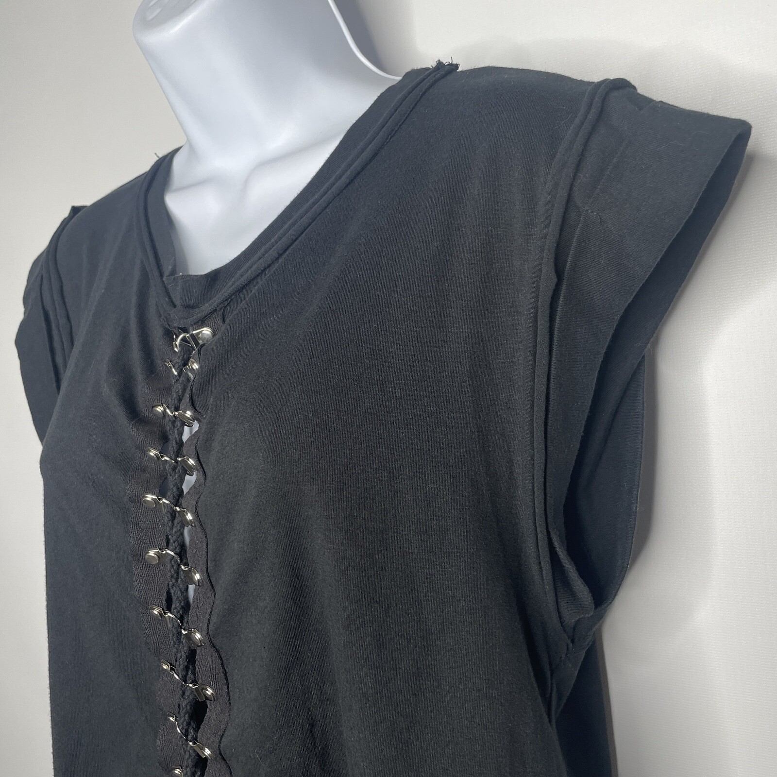 Jella Couture Jella C Black Corset Laced Cuffed Cut Off T-shirt Punk Goth Size S