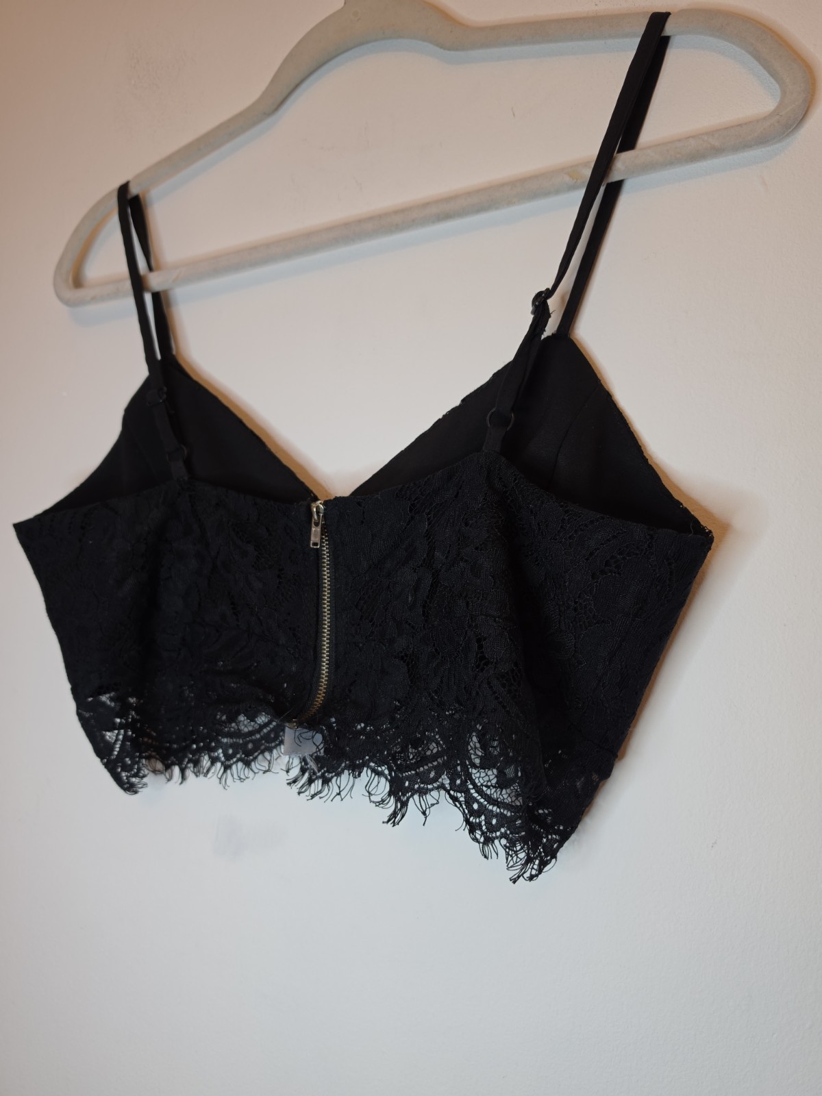 Black Sexy Lace Crop Wrap Eyelash Bralet Bralette Top Shirt Lingerie Size 10 UK