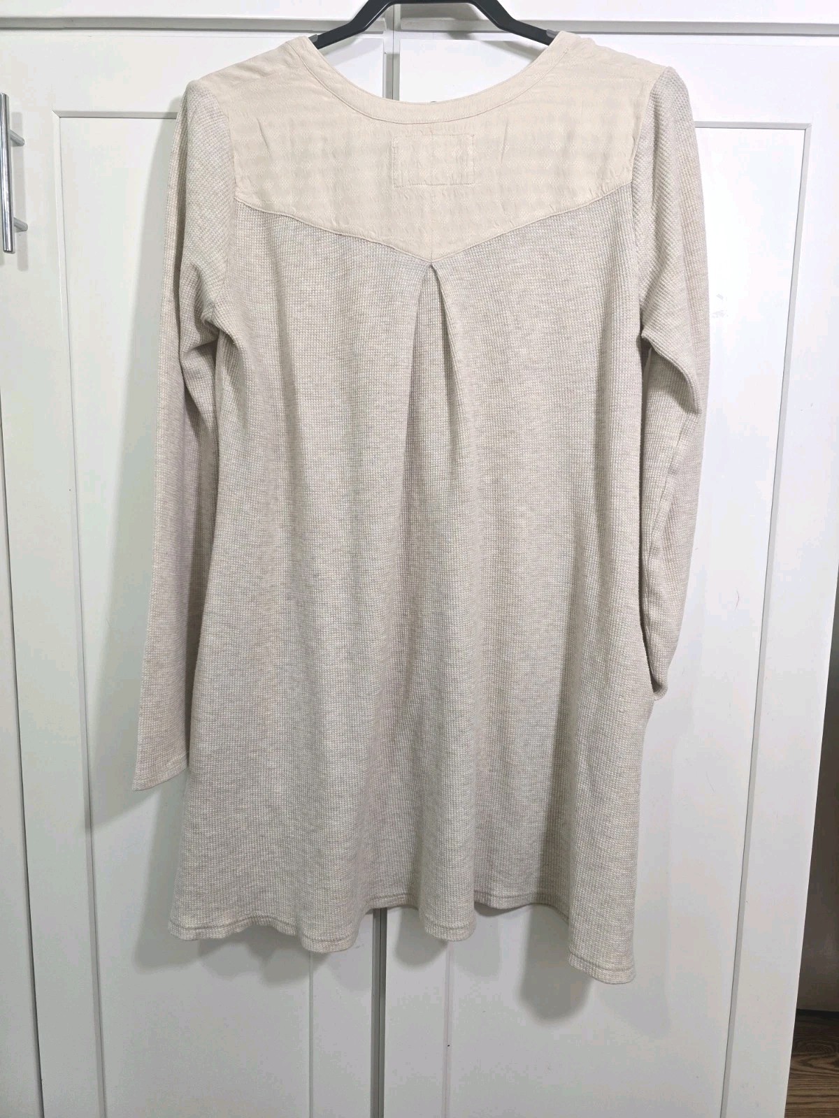 Anthro Saturday Sunday Waffle Henley Dress Tunic M Thermal Loungewear Pockets