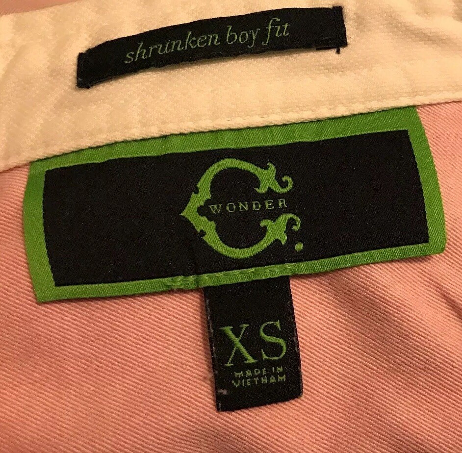 X-Small C Wonder 4 Gold-tone Button Womens Top with White Collar and Cuffs