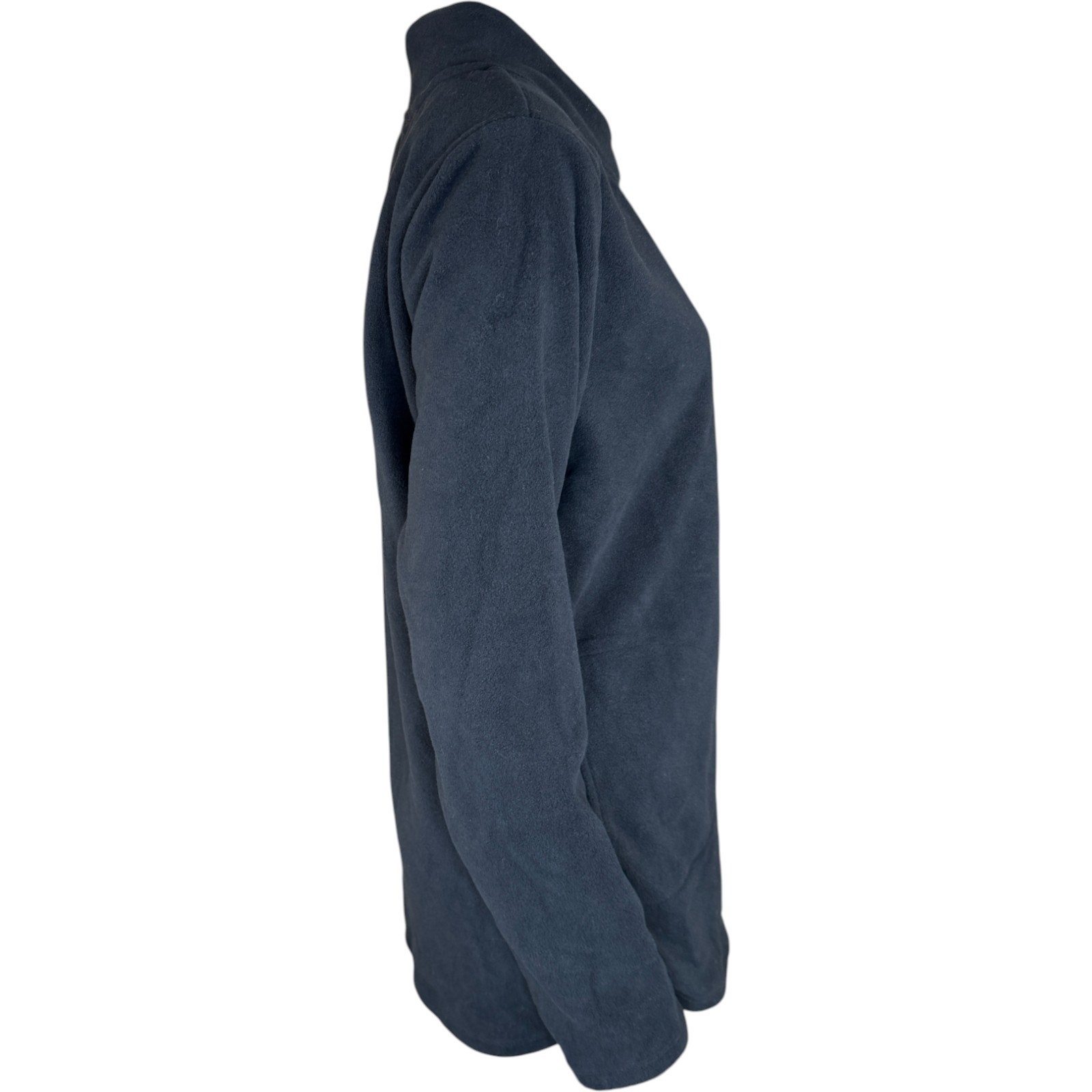Denim & Co. Regular Fleece Crossover Neck Long Slv Tunic w/ Dolphin Hem Black S