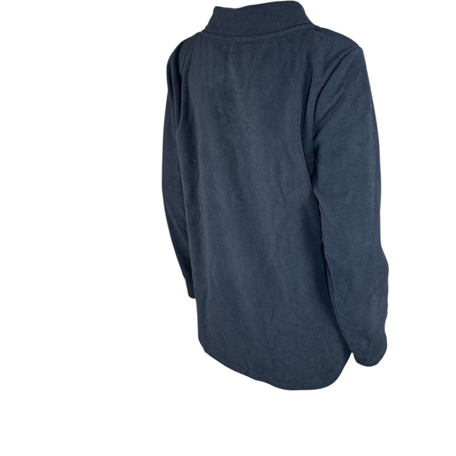 Denim & Co. Regular Fleece Crossover Neck Long Slv Tunic w/ Dolphin Hem Black S