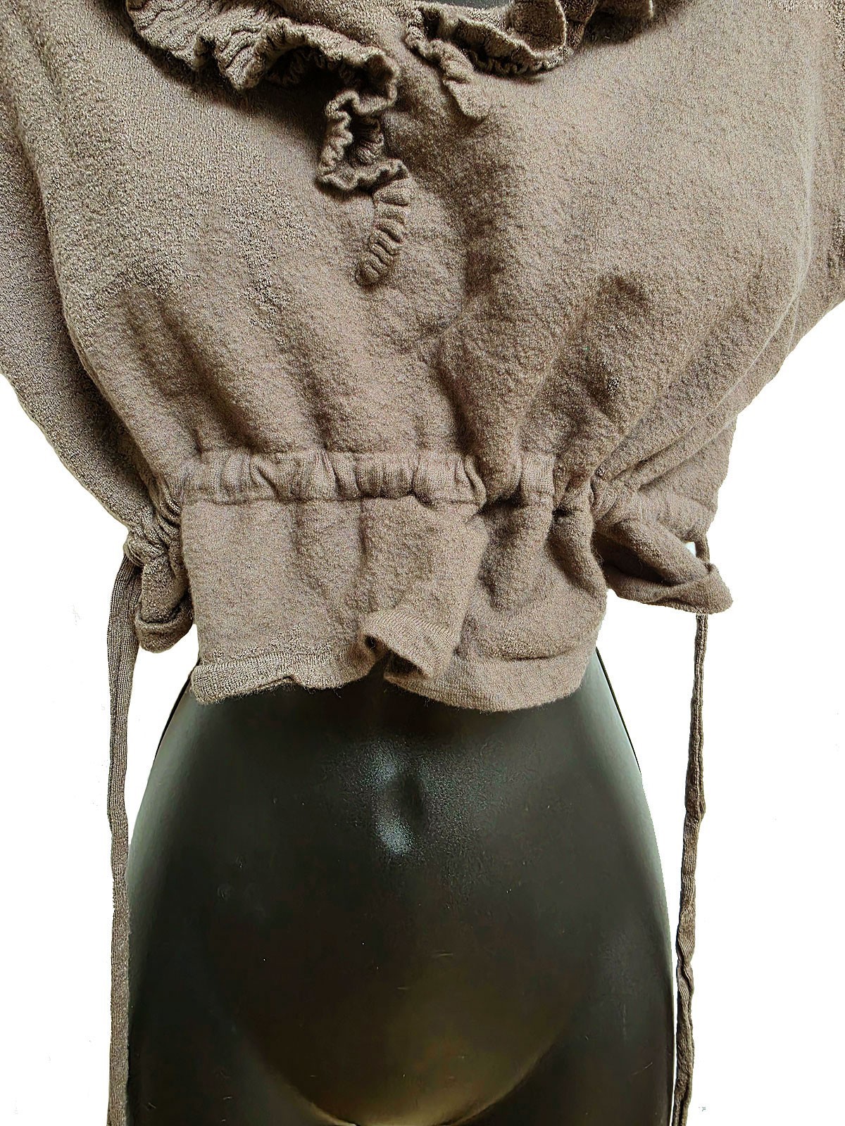 Givenchy Ruffle Top Size C Wool Knit Cropped Vest Mushroom Taupe