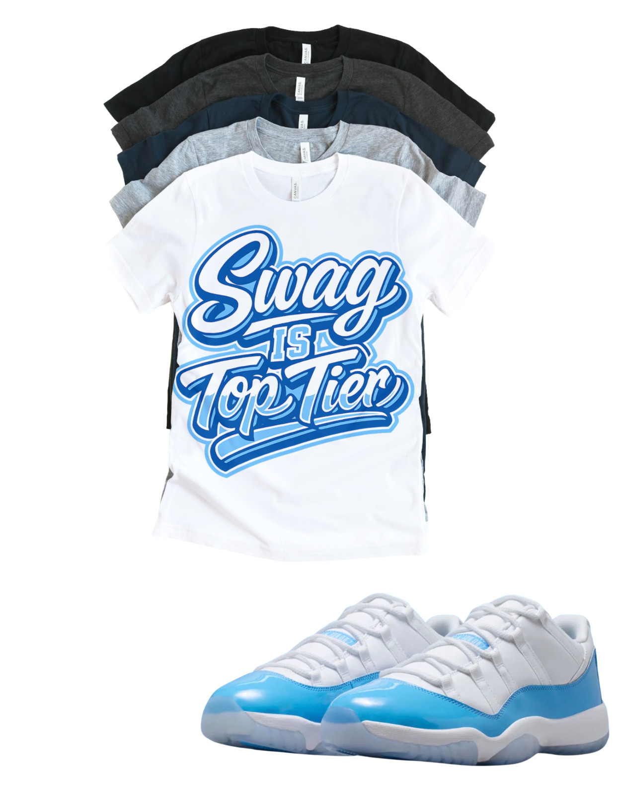 Jordan 11 Swag University Blue Matching T-Shirt | Custom Sneaker Match Tee