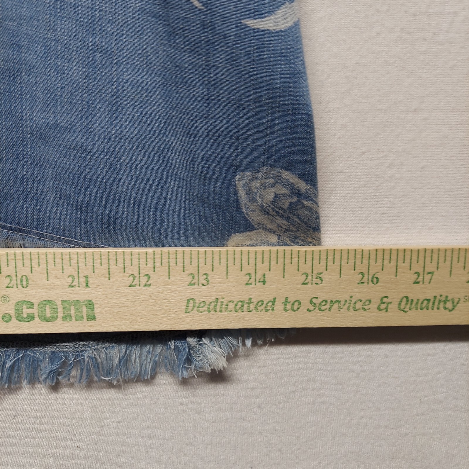 Women’s True Luxe Jeans Blouse Top Criss-Cross Back Design Frayed-Hem Blue Sz Lg