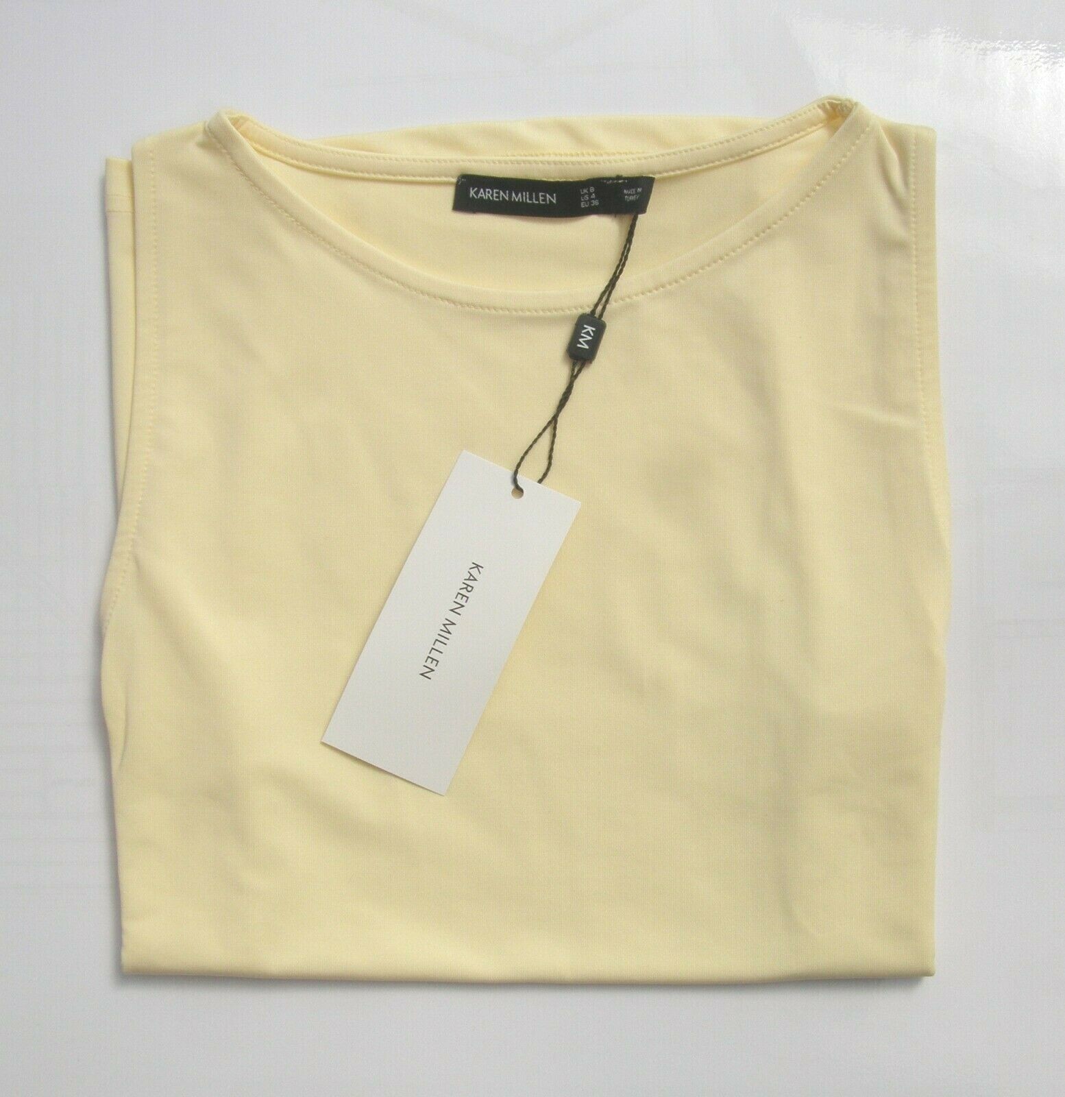 KAREN MILLEN BLUE IVORY LILAC CAMEL MICROFIBRE SLASH NECK TOP Sizes 8 to 16