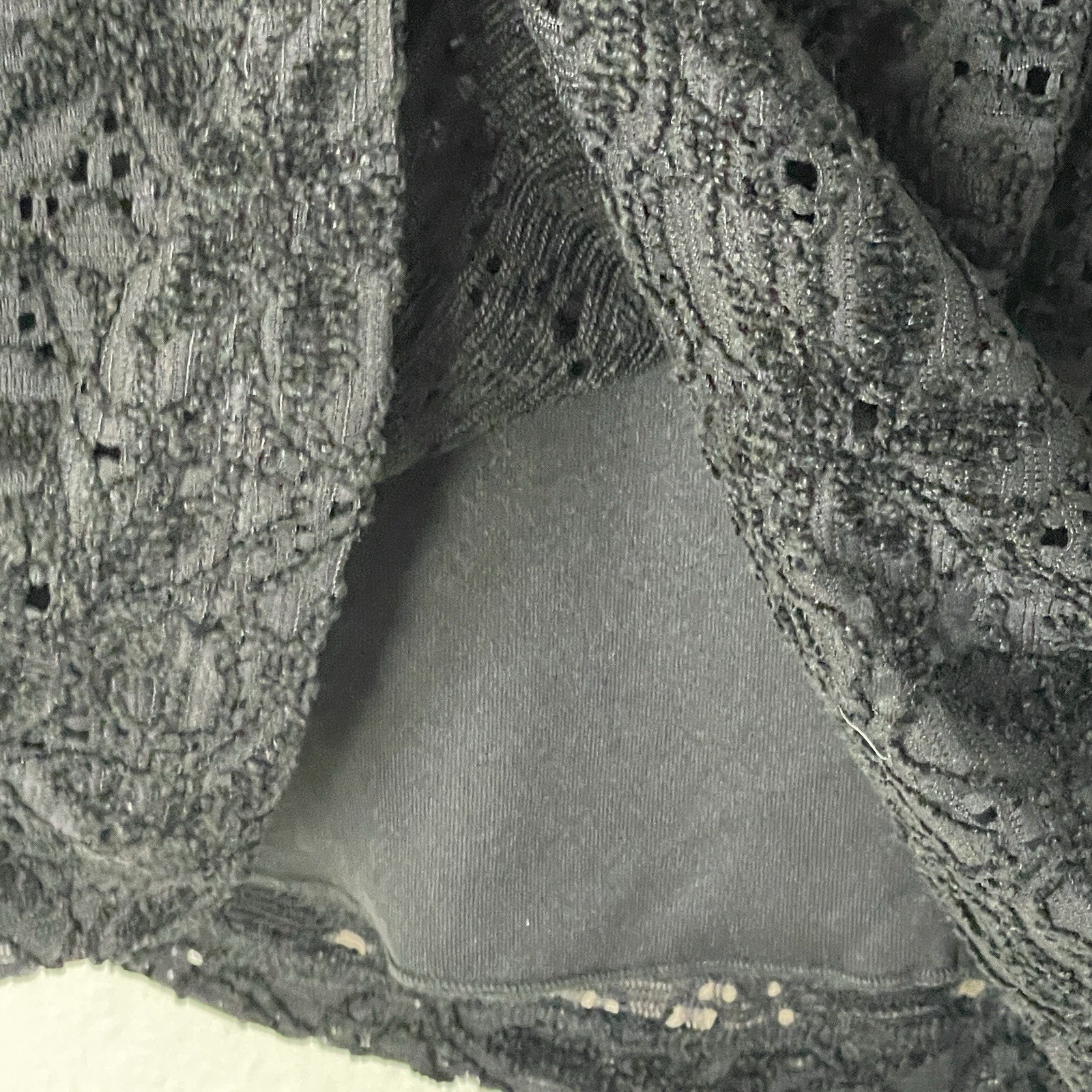 CJ Banks Floral Lace Blouse Size 1X Black 3/4 Sleeves Lined Top Pull Over NEW