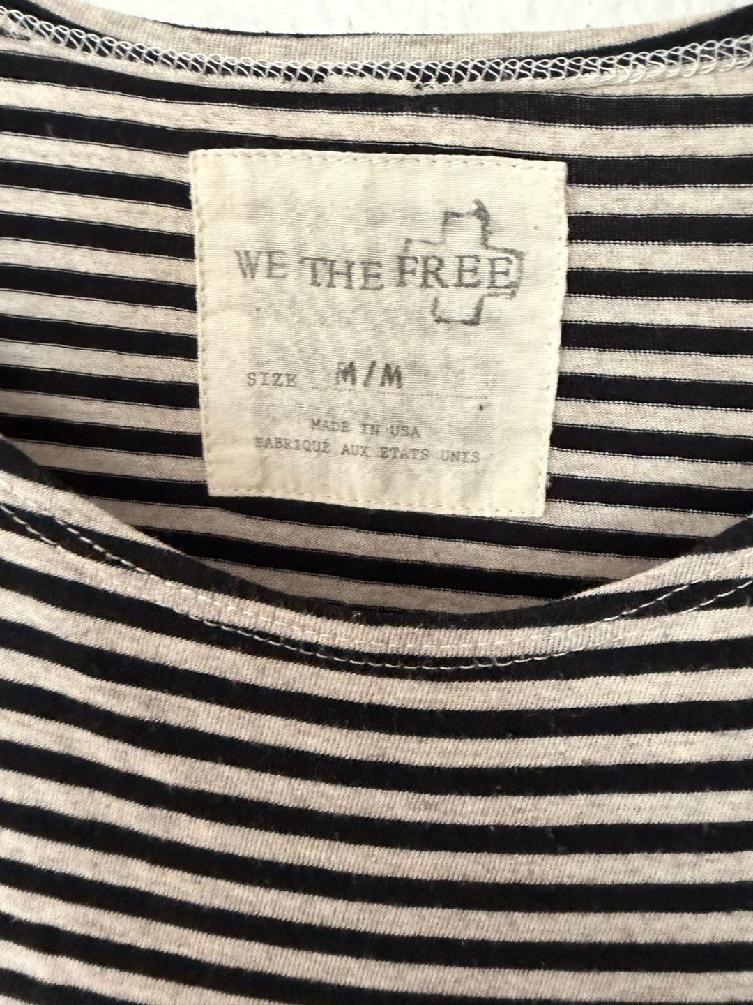 We The Free Black and White Striped Peplum Top Size M
