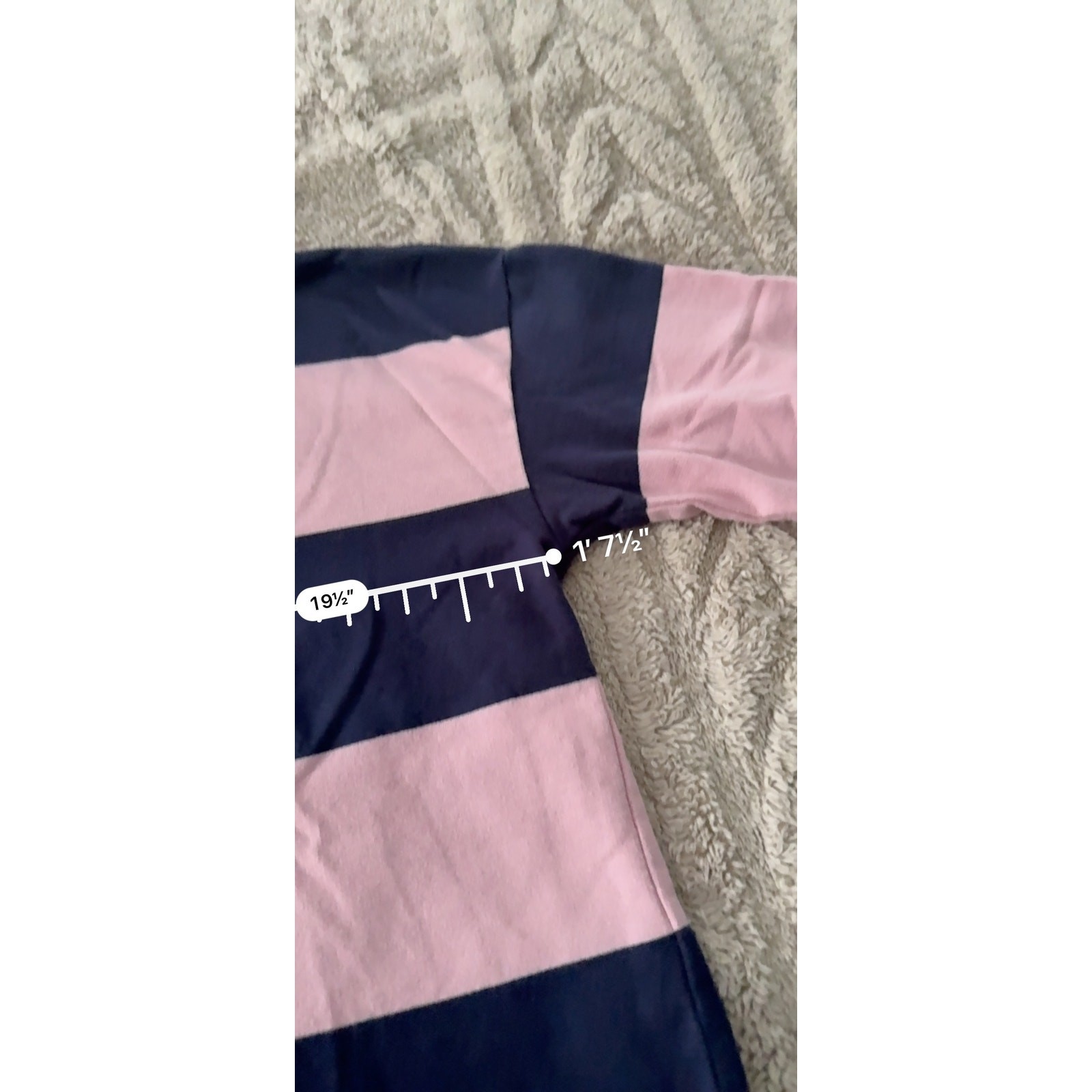 No Boundaries Rugby Polo Crop Top Pink Navy Stripe Long Sleeve Women’s M 7-9