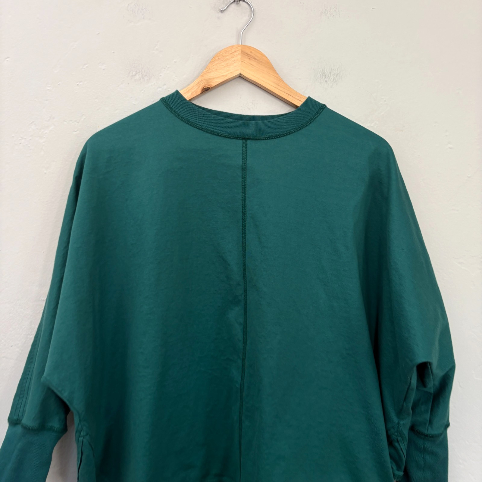 Ships Assiette Top Women One Size Small Oversize Emerald Green Lagenlook Japan