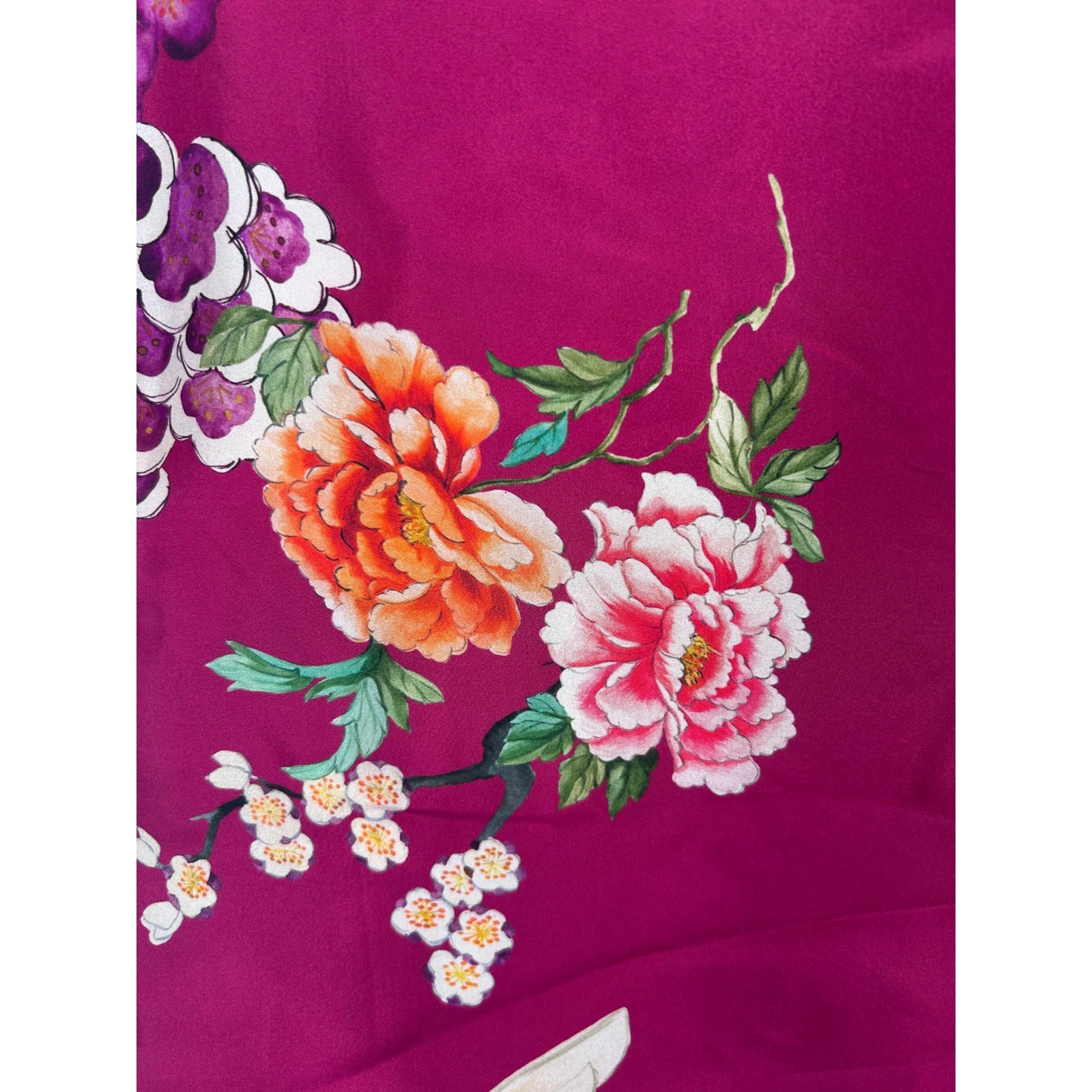 NEW Bryn Walker XXS 2XS 100% Silk Crane Floral Print Top Red Italian Fabric