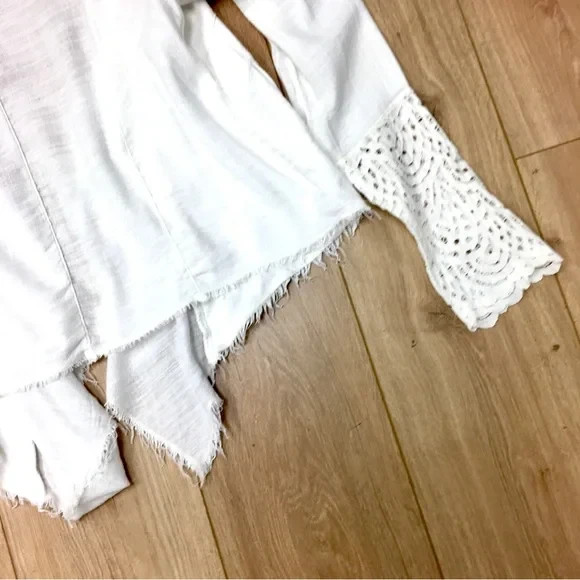 Knox Rose white boho cotton lace top shirt blouse bohemian western rodeo beach